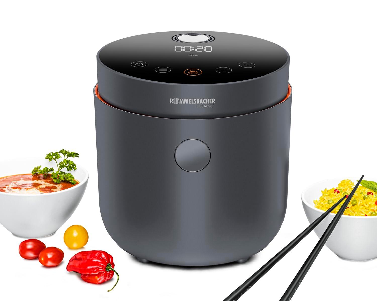 Rommelsbacher Multi Reisikeetja MRK 500 – 6 programmi (Valge riis, Täisterariis, Low Carb, Supp, Piimariis, Soojendamine), Cool-Touch korpus, eemaldatav mittenakkuva kattega sisepott, 500 W