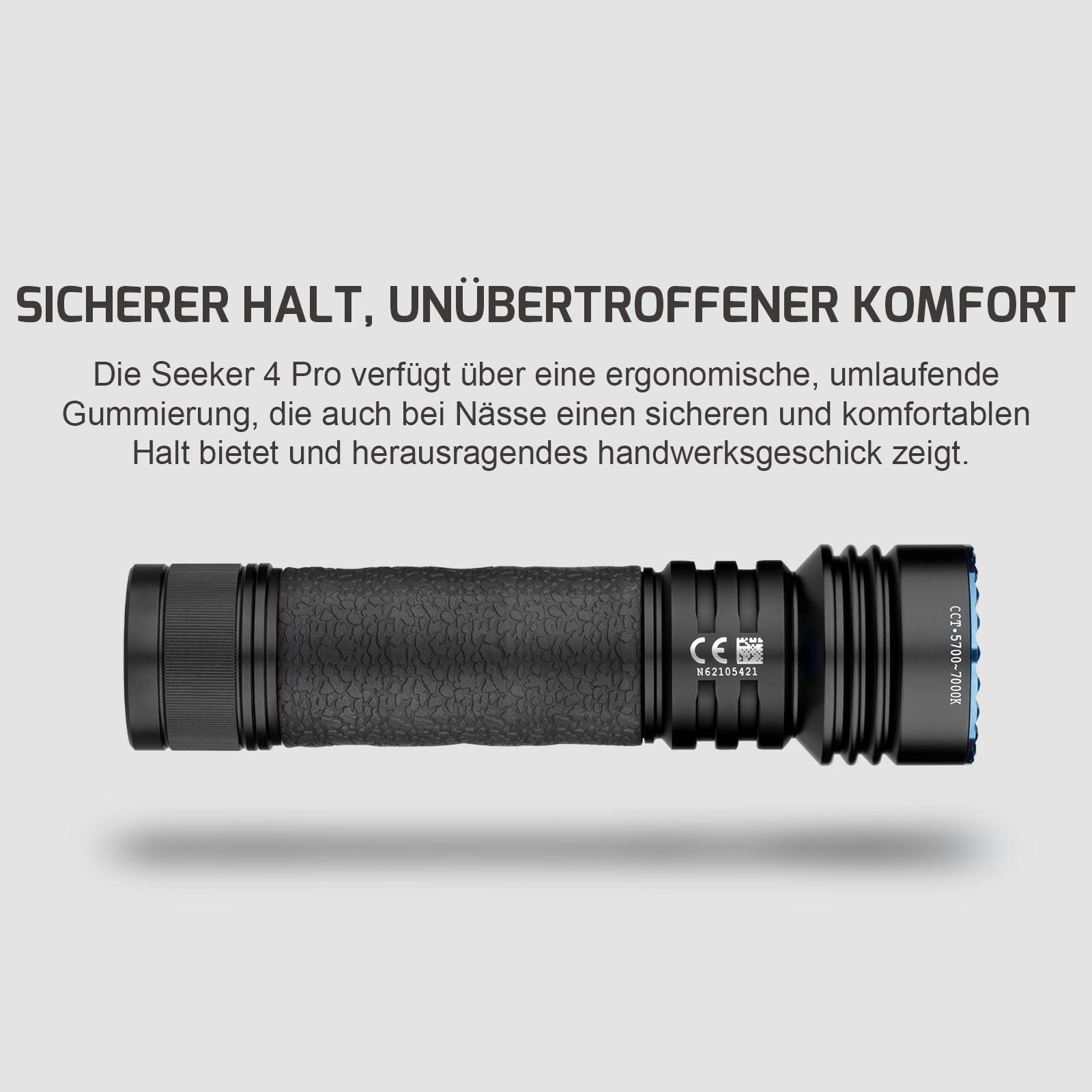 OLIGHT Seeker 4 Pro LED taskulamp koos vutlariga, 4600 luumenit, 260 meetrit, USB-C laetav lamp, 15 päeva aku kasutusaeg, kaasaskantav käsituli igapäevaseks kasutuseks ja õues (must, külm valge) – pilt 8