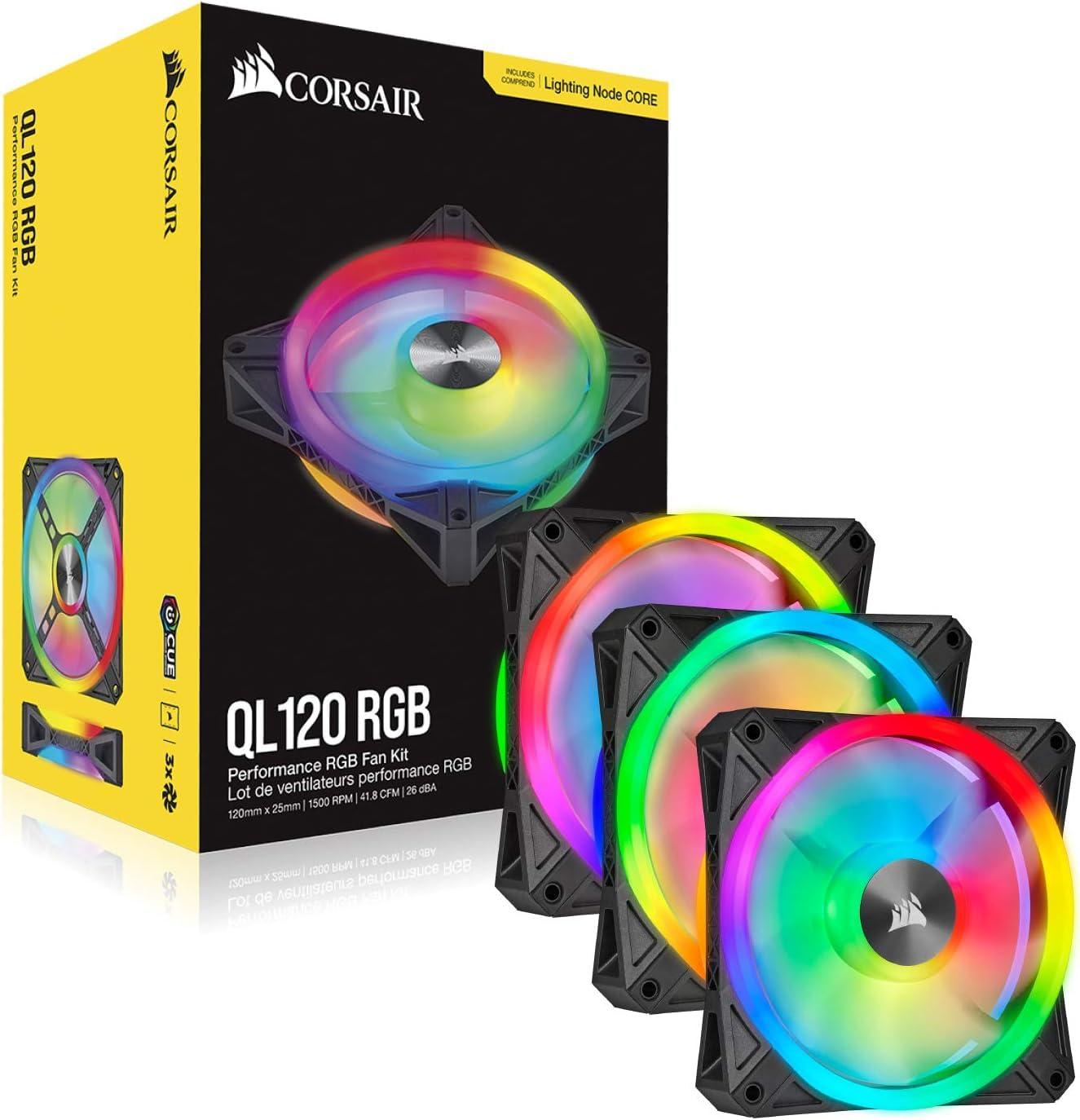 Corsair iCUE QL120 RGB, 120 mm LED PWM ventilaator (lauaarvutitele, 68 individuaalselt juhitavat RGB-LED-i, kiirus kuni 1 500 p/min, madala müratasemega) 3-osaline komplekt koos Lighting Node Core’iga – must – pilt 8