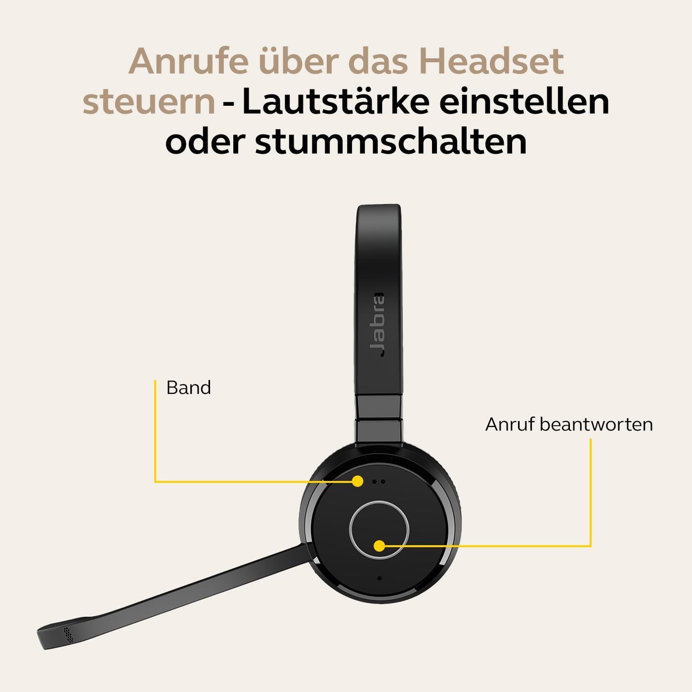 Jabra Evolve 65 TE juhtmevabad stereo kõrvaklapid, Unified Communications sertifitseeritud, 30 m ulatus, 12-tunnine aku, USB-A, topeltühenduvus – Must – lisavaade