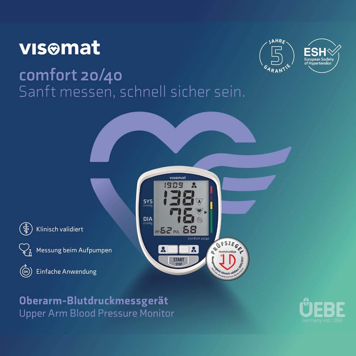 visomat 24046 comfort 20/40 – Õlavarre vererõhumõõtja õrna ja täpse mõõtmise jaoks täispumbamise ajal, 1 tk (1 pakk) – detailne vaade