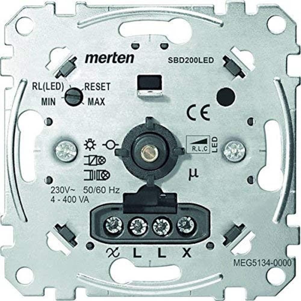 Schneider Electric Merten MEG5134-0000 – Universaalne pöördhämardiga süvistatav lüliti LED-lampidele, hõõglampidele, halogeenlampidele – 4-400 W – faasi lõikepõhine, alumiinium