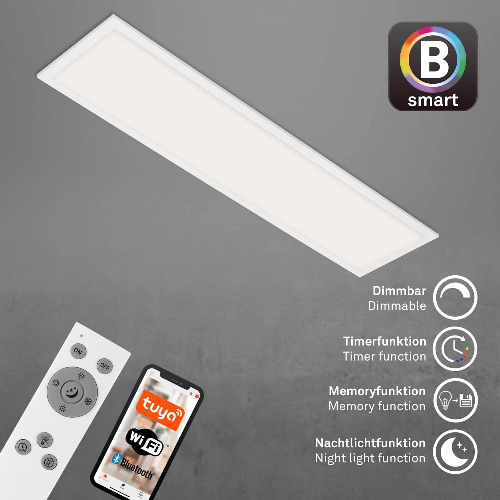 BRILONER – Nutikas LED laelamp, töötab Alexaga, reguleeritav soojast külma valgeni, laevalgusti, elutoa- ja magamistoalamp, LED-paneel, 100x25x6,6 cm, valge – pakend ja tarvikud