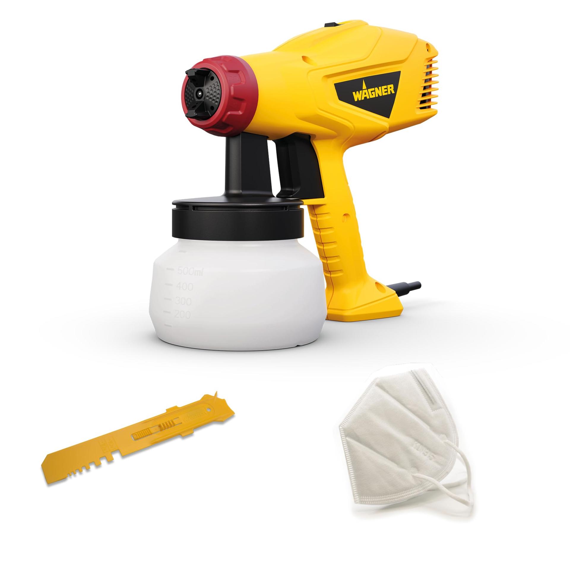 WAGNER värvipihustussüsteem Wood&Metal Sprayer W125 lakide ja peitside jaoks sise- ja välistingimustes, kollane, must, punane, 5 m – 10 min, 600 ml mahuti, 350 W