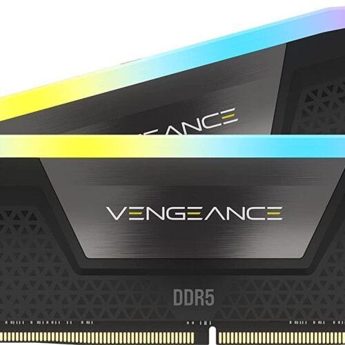 Corsair VENGEANCE RGB DDR5 RAM 64GB (2x32GB) 6400MHz CL32 Intel XMP iCUE ühilduv arvutimälu - Must (CMH64GX5M2B6400C32)