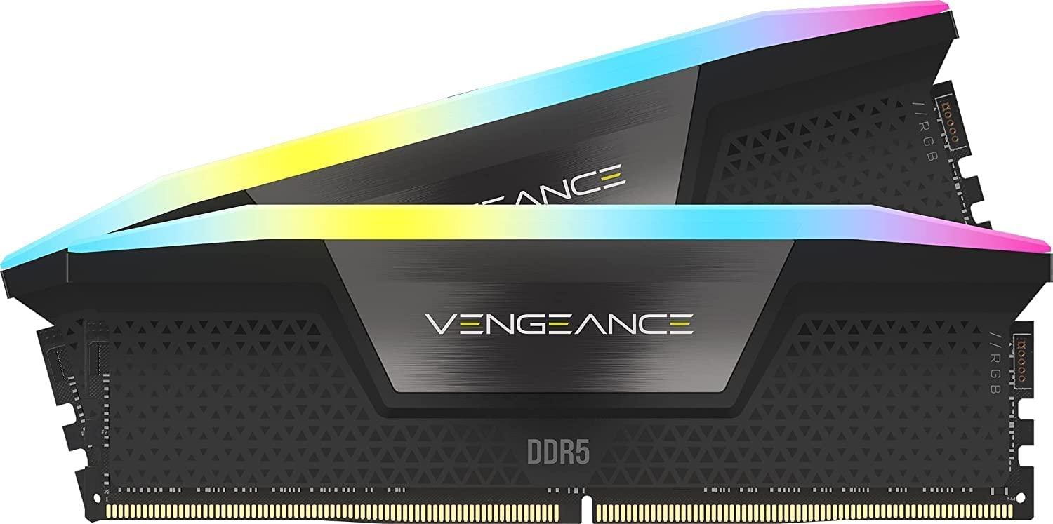 Corsair VENGEANCE RGB DDR5 RAM 64GB (2x32GB) 6400MHz CL32 Intel XMP iCUE ühilduv arvutimälu – Must (CMH64GX5M2B6400C32)
