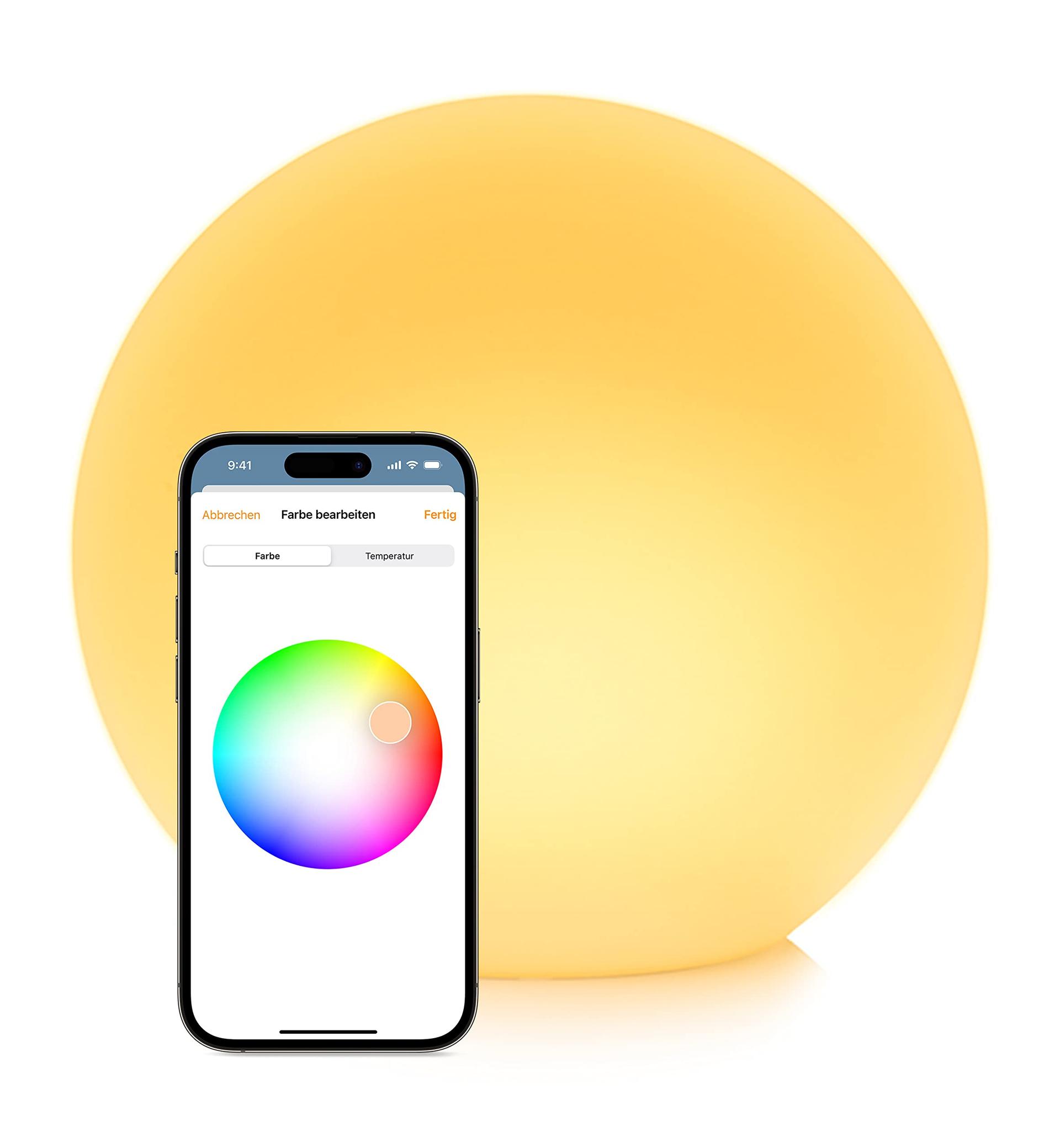 Eve Flare (Apple Home) – Kaasaskantav nutikas LED-valguskera, veekindel, valge ja värviline valgus, 90 lm, Ø 25 cm, hämardatav, sillata, Bluetooth & Thread, rakenduse juhtimine