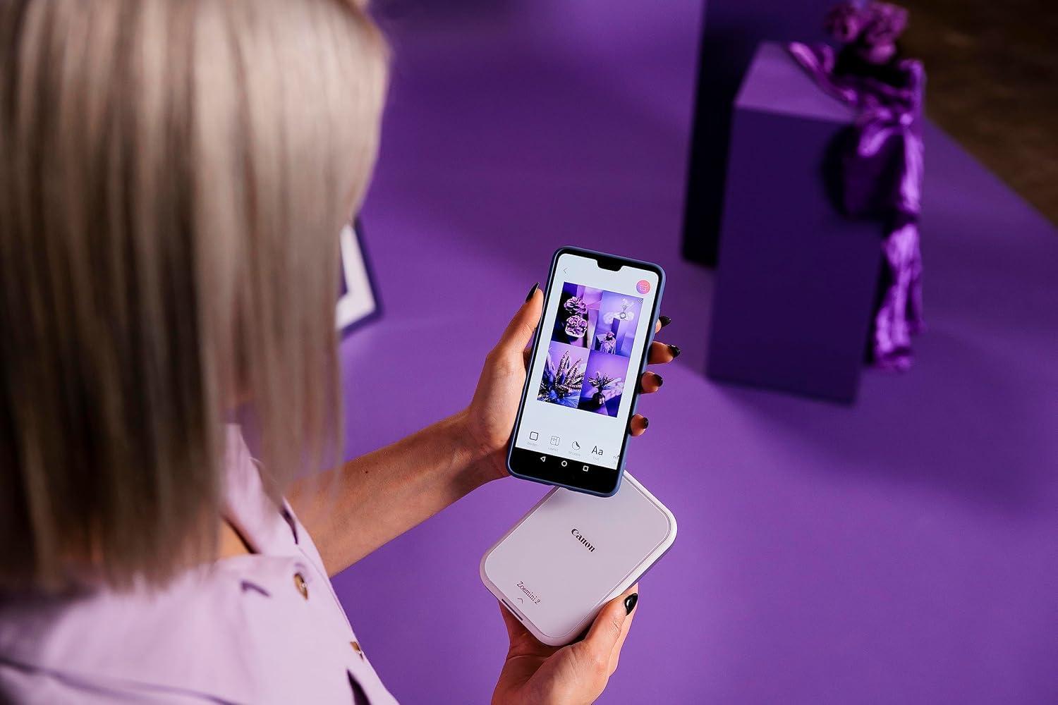 Canon Zoemini 2 Mini Fotoprinter – kompaktne kaasaskantav printer nutiseadmele (Bluetooth, sisseehitatud aku, ZINK fotopaber, liimuv fotopaber) pärlvalge [+ 10-leheline ZINK fotopaberikomplekt] – pilt 7