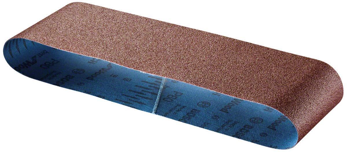 Bosch lintlihvija PBS 75 AE komplekt (750 W, lindi kiirus 200–350 m/min, lihvpind 165×76 mm, kohvriga) – pakend ja tarvikud