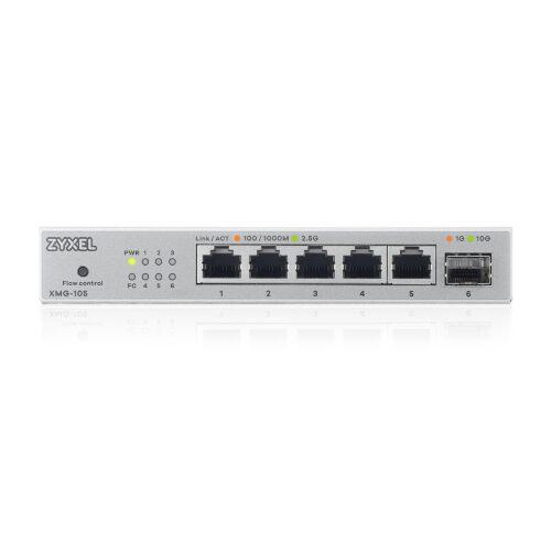 Zyxel 5-pordiline PoE 2.5G Multi-Gig hallatamatu switch | 1 x 10G SFP+ | Laua- või seinakinnitusega [XMG-105HP]