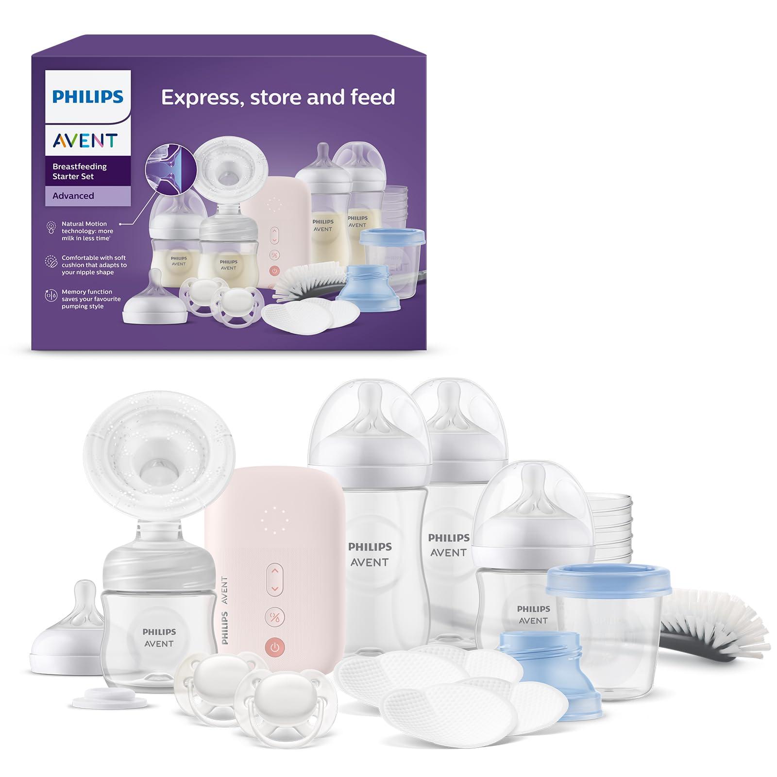 Philips Avent Elektriline Natural Motion rinnapump – komplekt piima pumpamiseks, säilitamiseks ja söötmiseks, sisaldab pudeleid, lutit ja topsi (mudel SCD340/31)