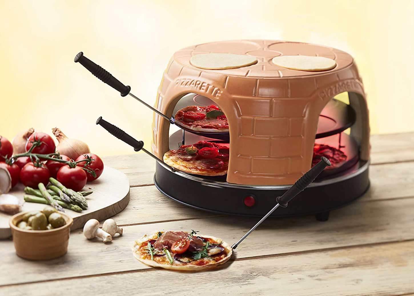 Emerio pitsaahi, PIZZARETTE originaal, käsitsi valmistatud terrakota keraamika, patenteeritud disain, mini-pitsade jaoks, lõbus kogu perele, sobib kuni 8 inimesele, PO-116124.1, roosa