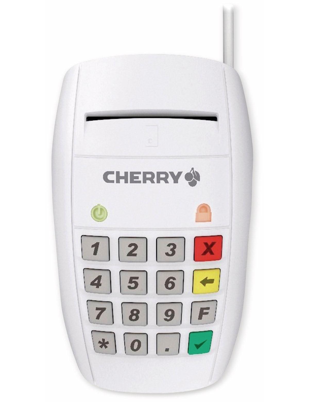 CHERRY Smart Terminal ST-2100, Kiipkaardilugeja KVK, eGK & Elektrooniliste Allkirjade jaoks, Kodupangandus, USB-Smartcard Lugeja, Ühekäeline kasutus, 16 klahvi, Valge