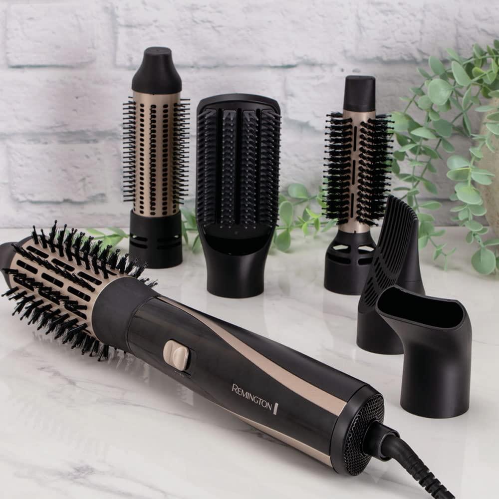 Remington soenguhari [sisaldab 6 otsikut: 25mm, 38mm, 50mm ümarhari, stiliseerimisotsik, lamehari, juuretõstja] Blow Dry & Style (lokid, volüüm ja sile soeng iga juuksetüübi jaoks) ioonhooldus, 1200W, AS7700 – kasutusnäide