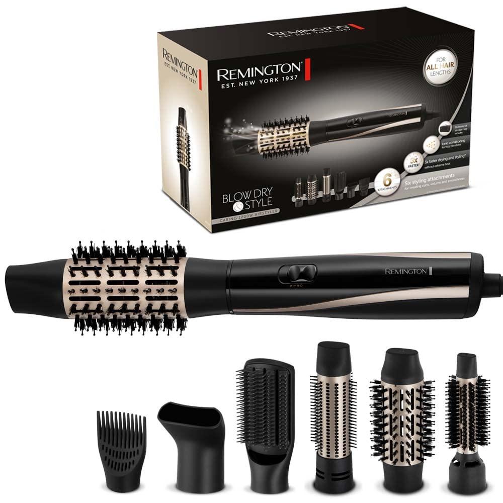 Remington soenguhari [sisaldab 6 otsikut: 25mm, 38mm, 50mm ümarhari, stiliseerimisotsik, lamehari, juuretõstja] Blow Dry & Style (lokid, volüüm ja sile soeng iga juuksetüübi jaoks) ioonhooldus, 1200W, AS7700