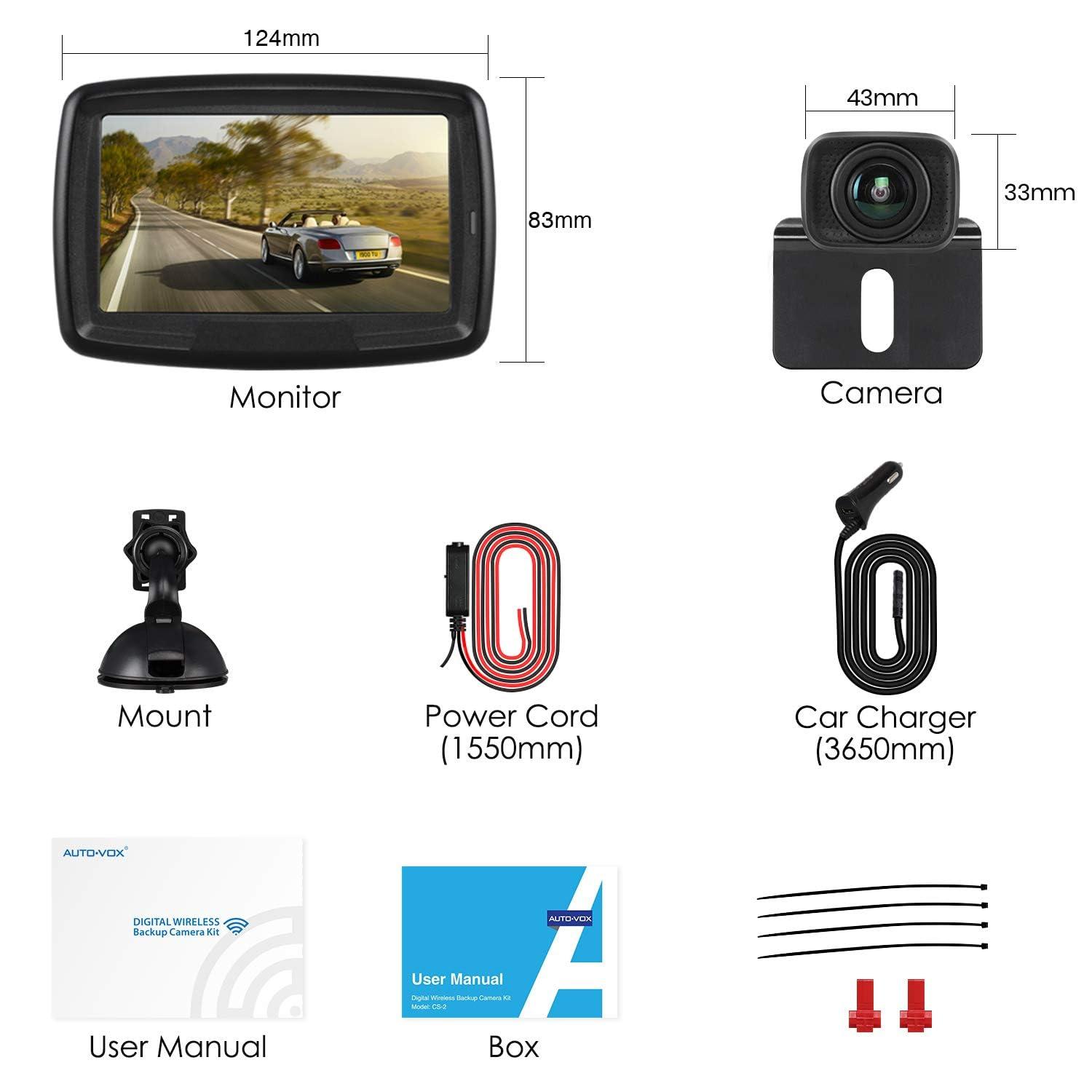 AUTO-VOX Digitaalne Juhtmevaba Tagurduskaamera CS2, 4,3″ LCD-monitoriga, IP68 Veekindel, Öövaatlus, Sisemine Antenn, Lihtne Paigaldus – pilt 9