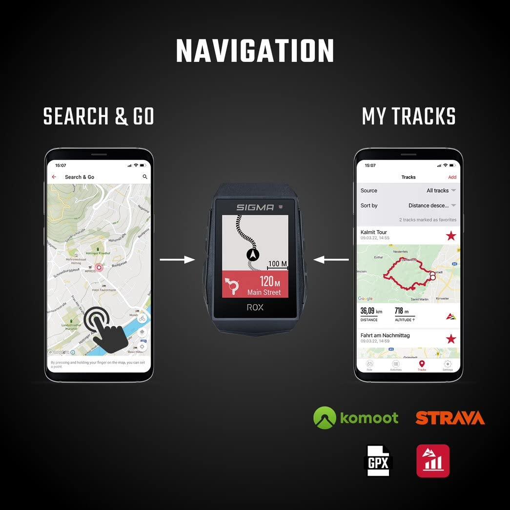 SIGMA ROX 11.1 jalgrattakompuuter GPS-ga | 150 funktsiooni – Jalgratta Navi Komoot | E-Bike valmis | Juhtmevaba rattakompuuter 1,77″ ekraaniga | GPS spidomeeter, jalgrattakompuuter, GPS jälgija jalgrattale – kasutusnäide