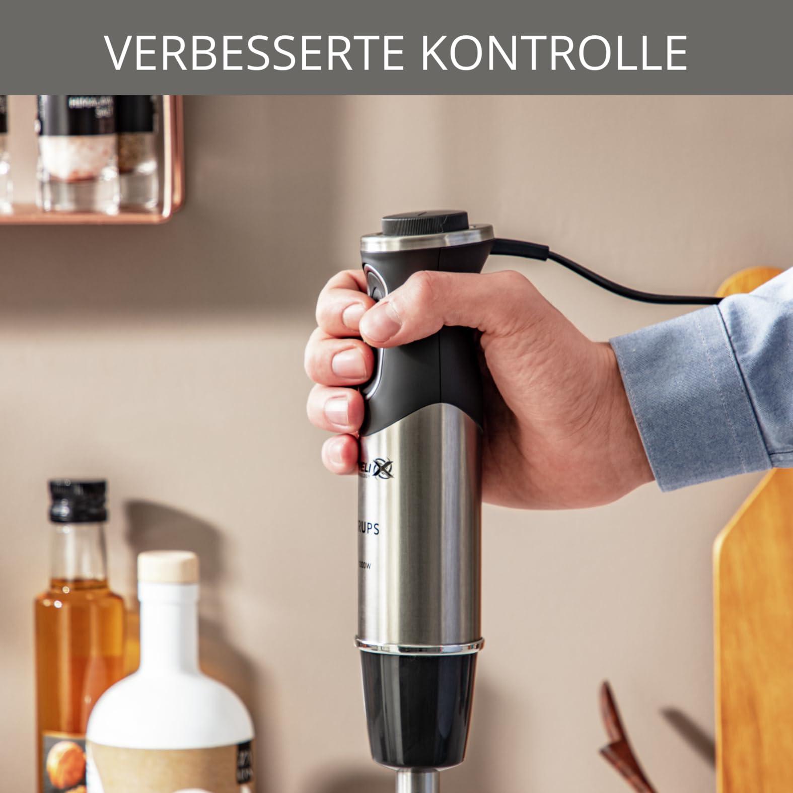Krups Steffen Henssler Special Edition HZ656815 Saumikser, 1000W, Roostevaba teras, 800 ml, Must/Hõbedane – pakend ja tarvikud