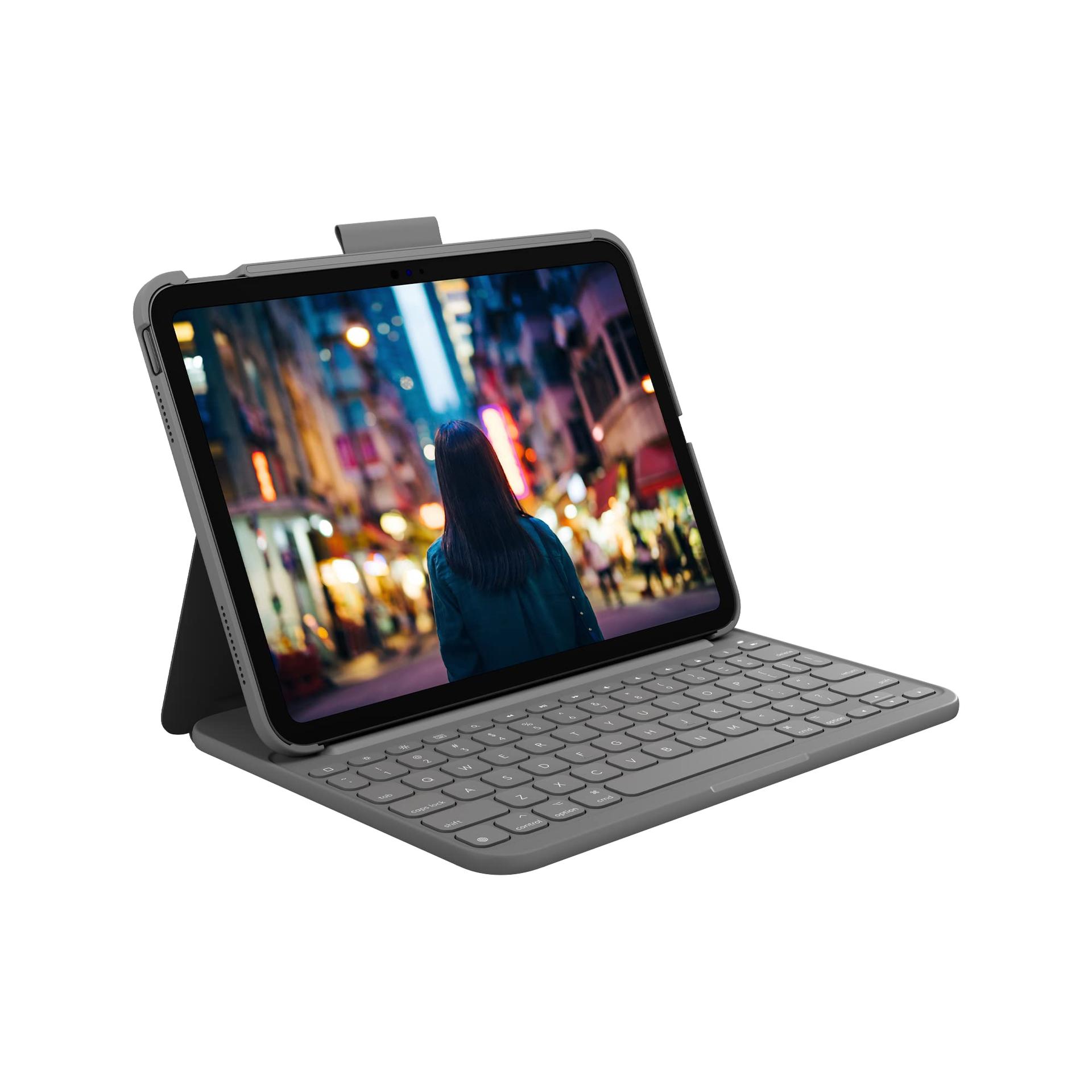 Logitech iPad (10. põlvkond) klaviatuurikate | Slim Folio sisseehitatud juhtmevaba klaviatuuriga (Grafiit) – Hispaania paigutus