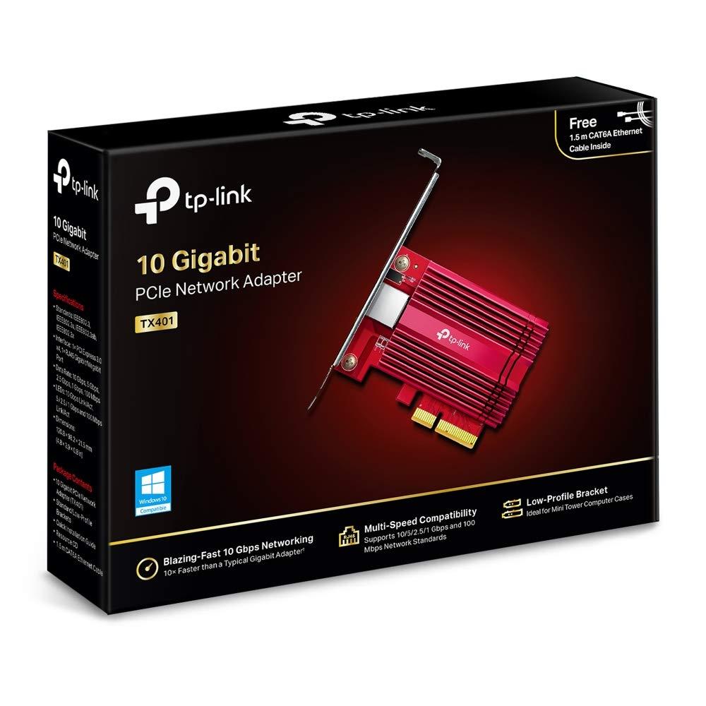 TP-Link Archer TX401 10Gbit/s PCIe-adapter (CAT6A Ethernet-kaabel, jahutusradiaator, ühilduvus Windows 10 / 8.1 / 8/7, Windows Serveritega ja Linuxiga, ruumisäästlik disain) punane – pilt 6