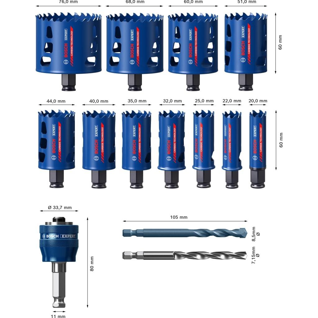 Bosch 11x EXPERT Tough Material Auksaagide Komplekt (puule, metallile, tellisele, Ø 20-76 mm, professionaalne tarvik puurmasinale/kruvikeerajale) – kasutusnäide