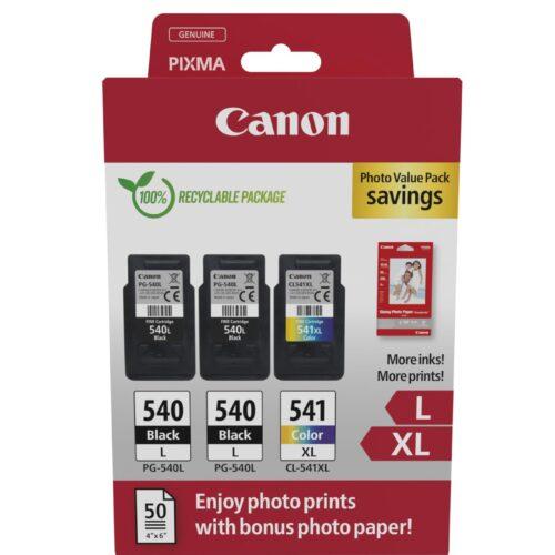 Canon originaaltint PG-540L x 2 / CL-541XL (3 tindikassetti; 2x must XL + 1x värviline XL) - Fotoväärtuspakett (sisaldab Canon fotopaberit GP-501