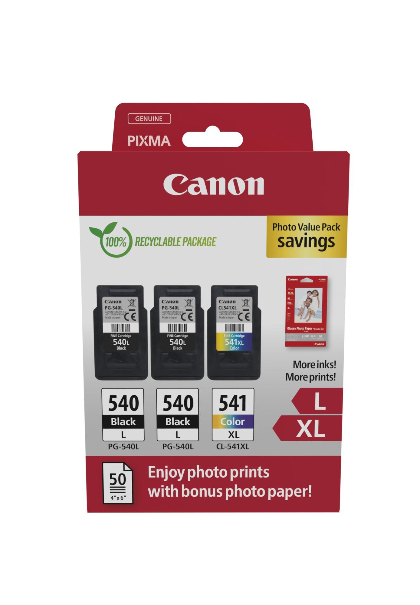 Canon originaaltint PG-540L x 2 / CL-541XL (3 tindikassetti; 2x must XL + 1x värviline XL) - Fotoväärtuspakett (sisaldab Canon fotopaberit GP-501