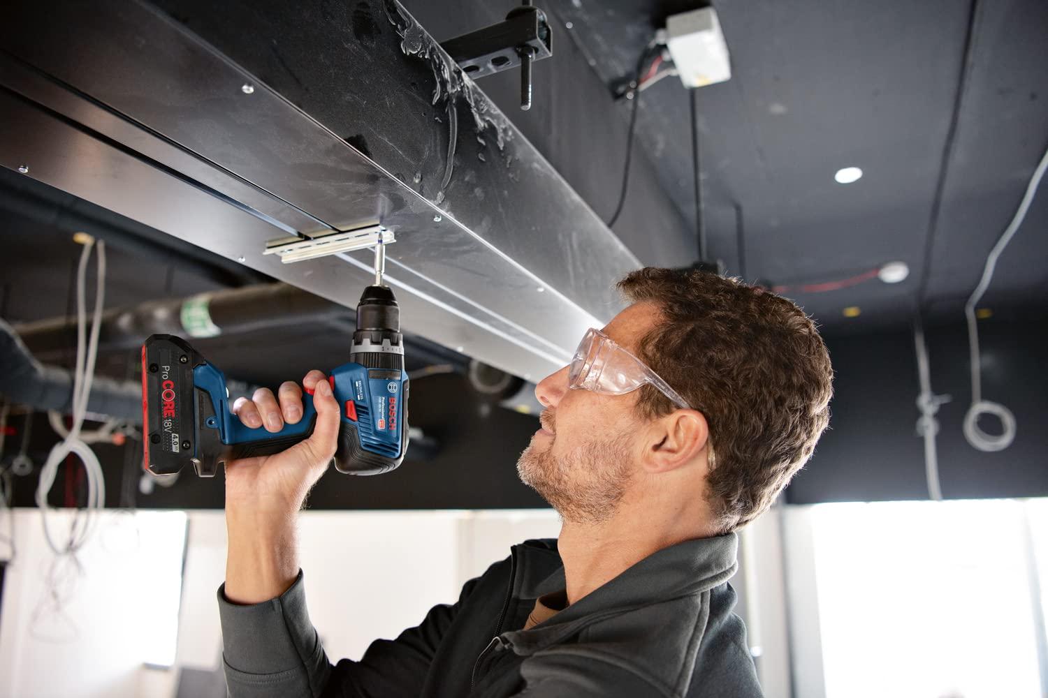 Bosch Professional 18V süsteemi akuga löökpuurtrell GSB 18V-55 (maksimaalne pöördemoment 55 Nm, sisaldab 2x ProCORE18V 4.0Ah akut, kiirlaadijat GAL 18V-40 Professional, L-BOXX sisestust, L-BOXX) – detailne vaade