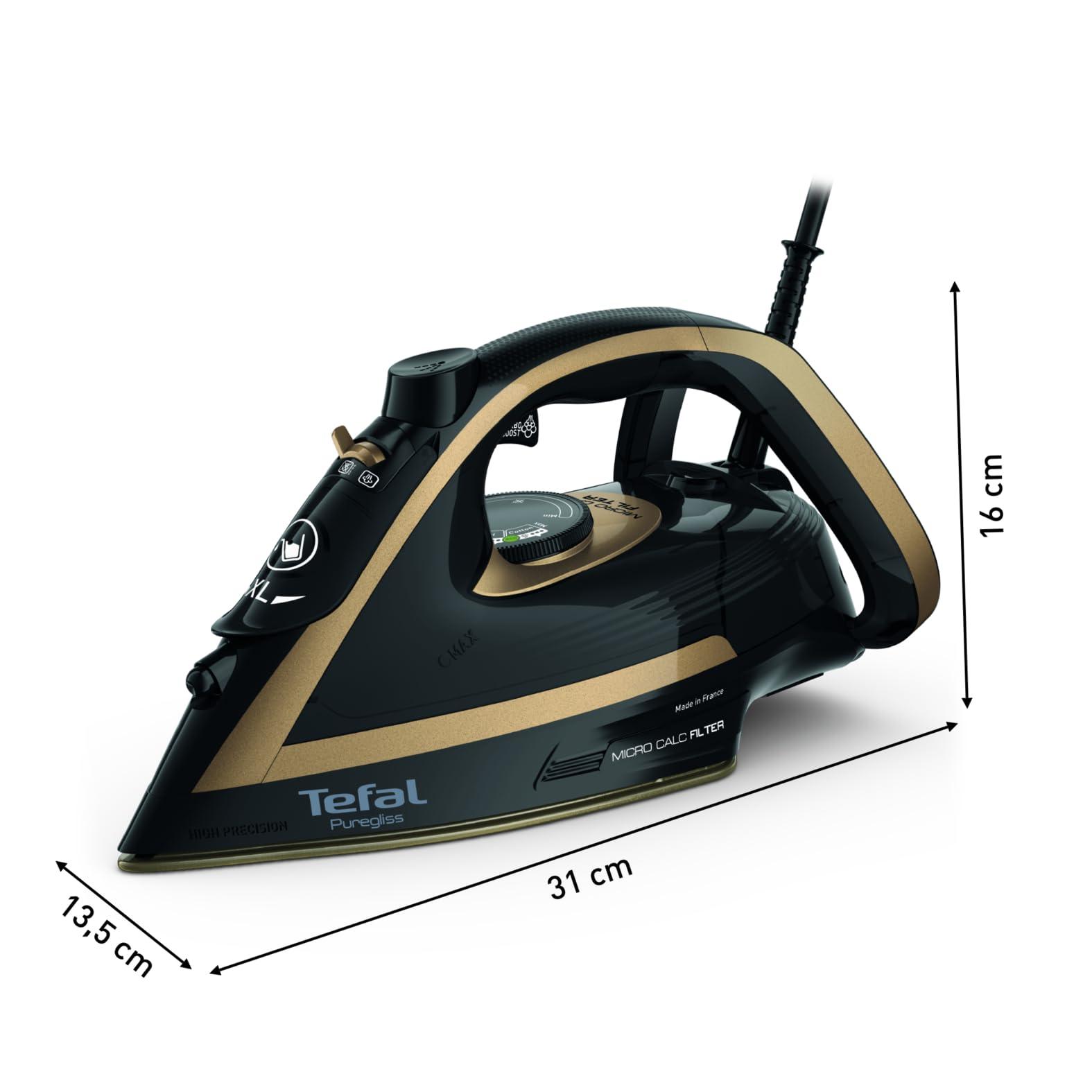 Tefal Puregliss aurutriikraud, 3000 W, 280 g/min. aurupahvak, 0-50 g/min. muudetav aur, vertikaalaur, Durilium AirGlide Autoclean tald, Micro-Calc-filter, must/kuld, FV8064 – pilt 7