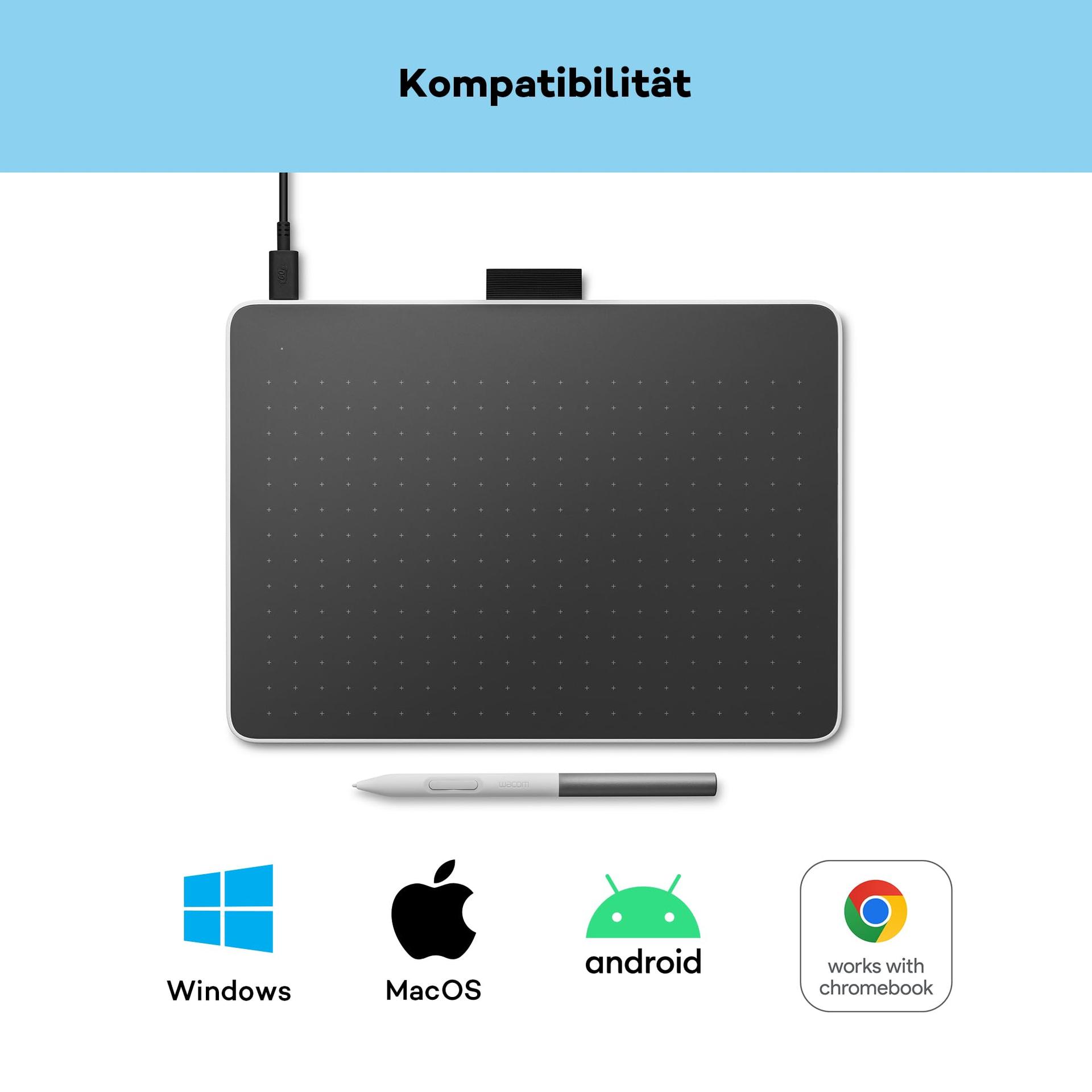 Wacom One M graafikalaud koos patareivaba EMR-pliiatsiga, Bluetooth-ühendus, Windows, Mac, Chromebook ja Android jaoks – ideaalne algajatele ja digitaalseks joonistamiseks – pakend ja tarvikud