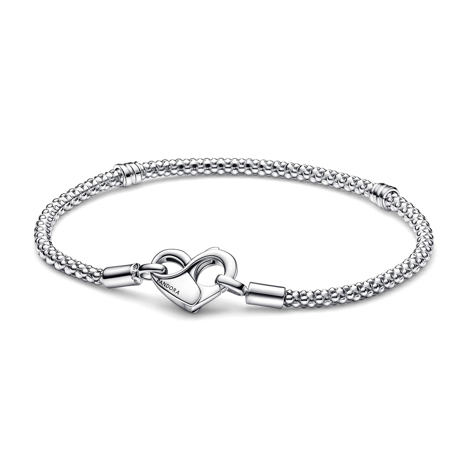 PANDORA käevõru lõpmatuse südameklõpsuga, 925 sterlinghõbe, hõbedane, sobib PANDORA Moments käevõrudega, pikkus: 18 cm, 592453C00-18