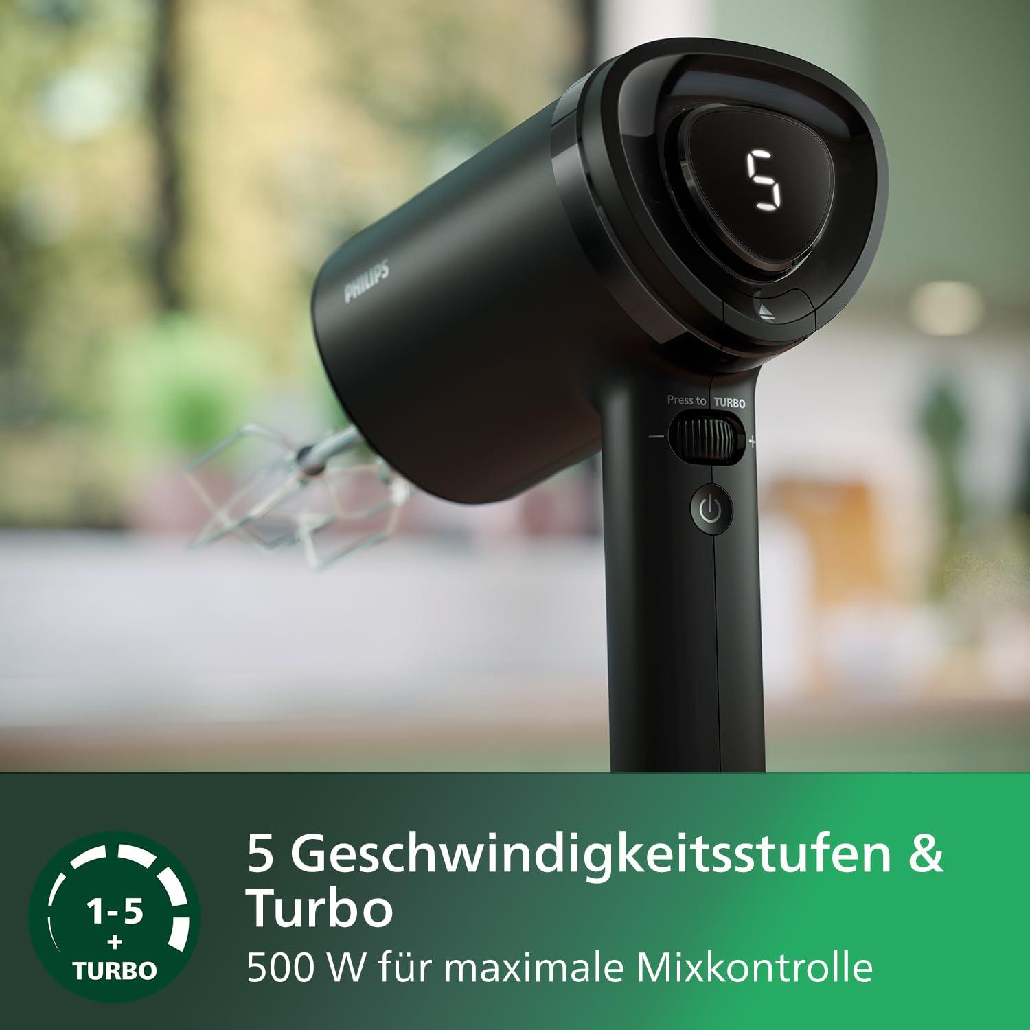 Philips 5000 seeria käsimikser, 3-ühes käsimikser, võimas mootor (500 W), nutikas säilitusnõu, 5 kiirusastet, pritsmekaitse, must (HR3781/20) – kasutusnäide
