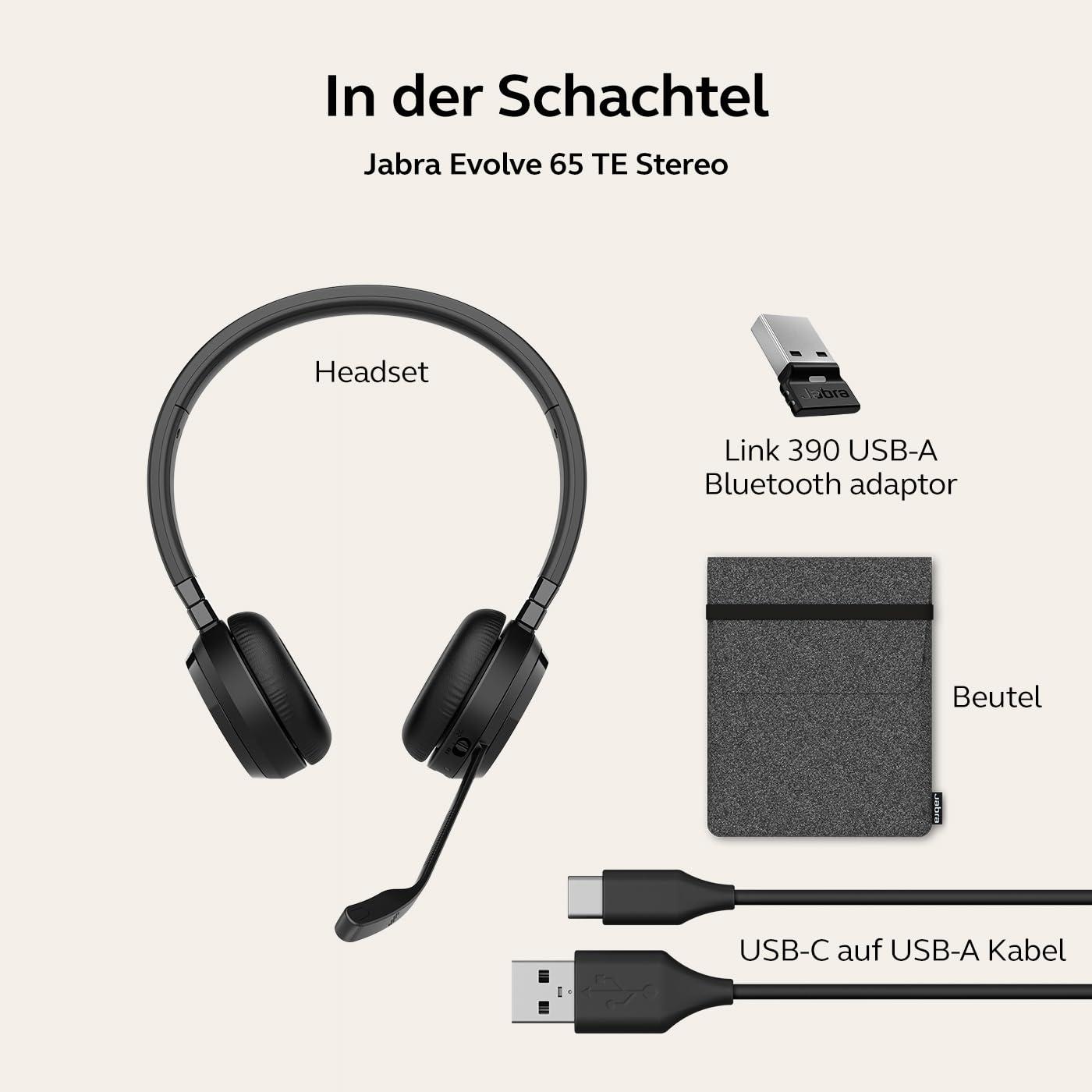 Jabra Evolve 65 TE juhtmevabad stereo kõrvaklapid, Unified Communications sertifitseeritud, 30 m ulatus, 12-tunnine aku, USB-A, topeltühenduvus – Must – pilt 7