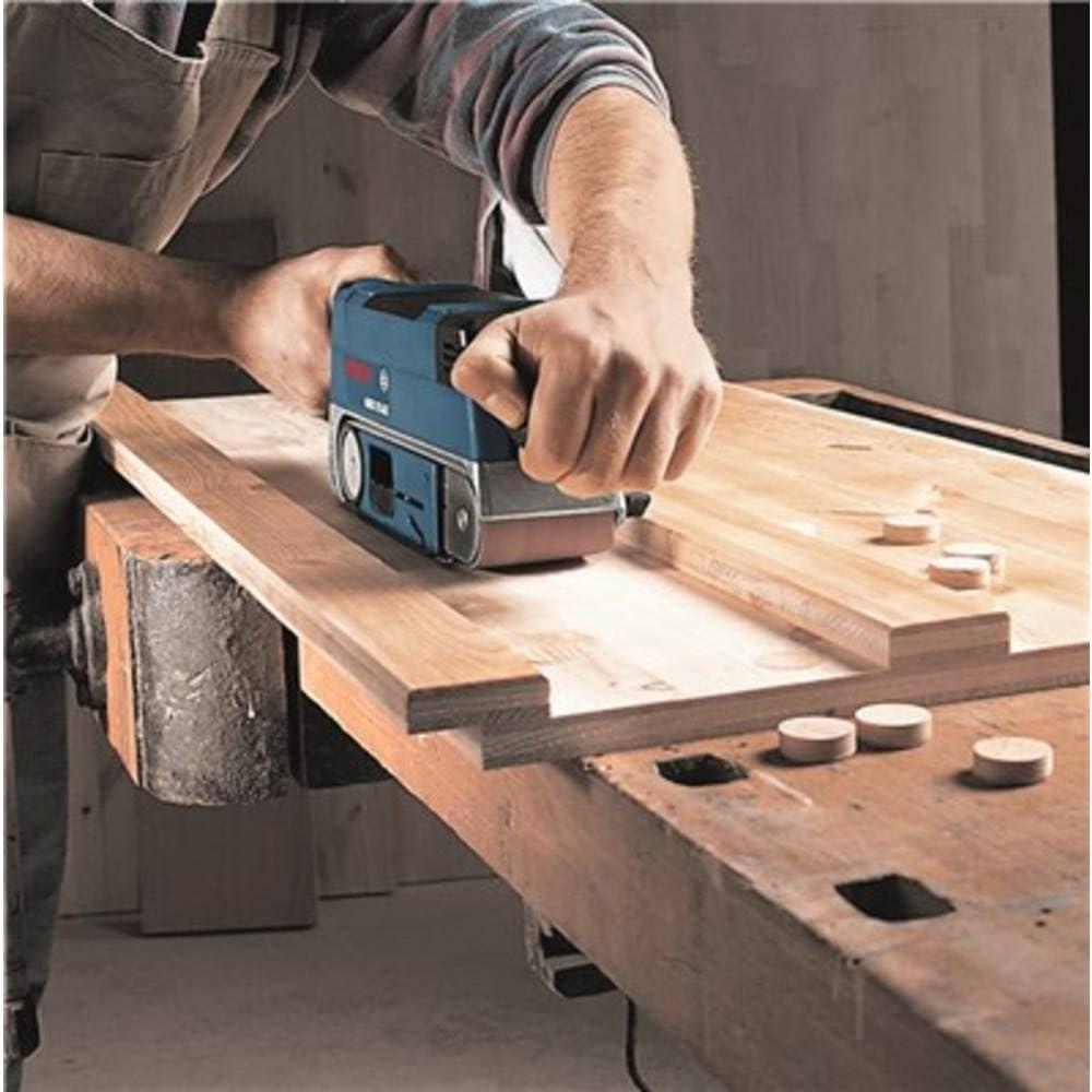 Bosch Professional lintlihvija GBS 75 AE (750 W, kaasas kangast lihvlint, tolmukott, grafiitplaat, tööriistakohver) – detailne vaade