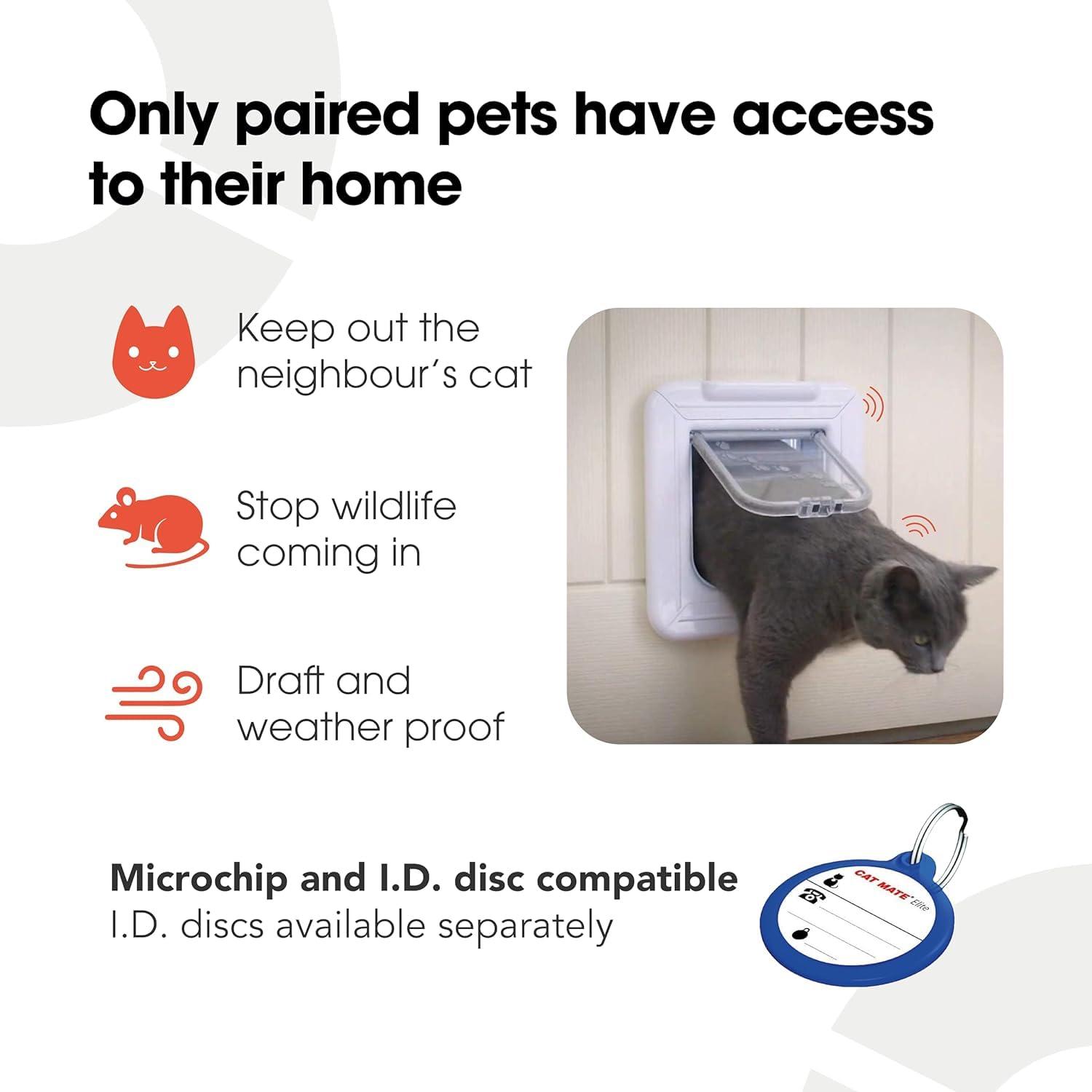 Cat Mate Elite mikrokiibiga kassiluuk, digitaalne taimer ja LCD-ekraan, lihtne paigaldada plastik-, klaas- ja puidust ustele, valge – pakend ja tarvikud