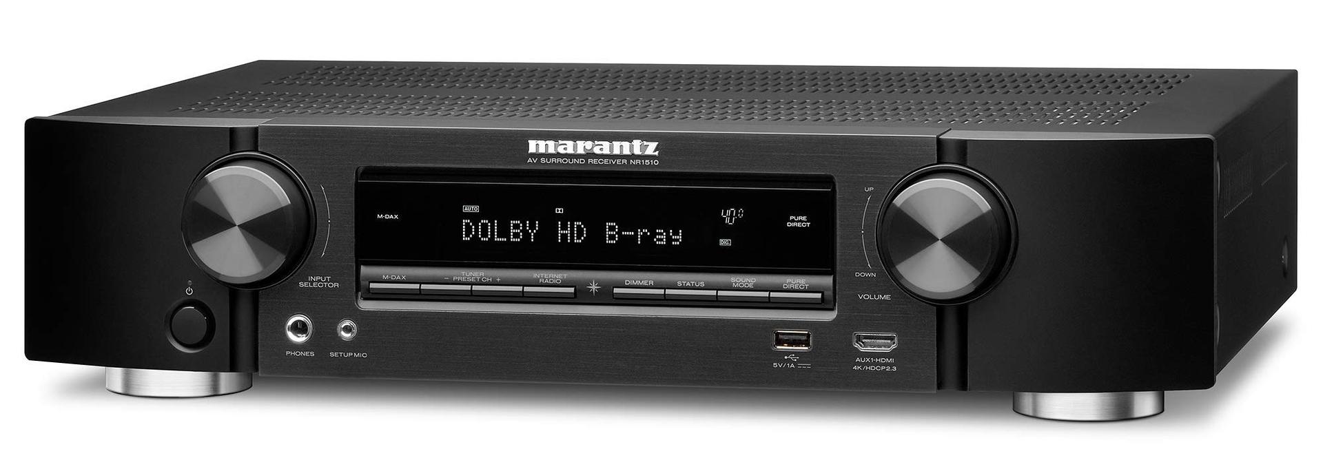 Marantz NR1510 5.2-kanaliline AV-vastuvõtja, HiFi võimendi, 50W, 4K, Dolby Audio, HEOS, 6 HDMI-sisendit, Bluetooth, WiFi – Must