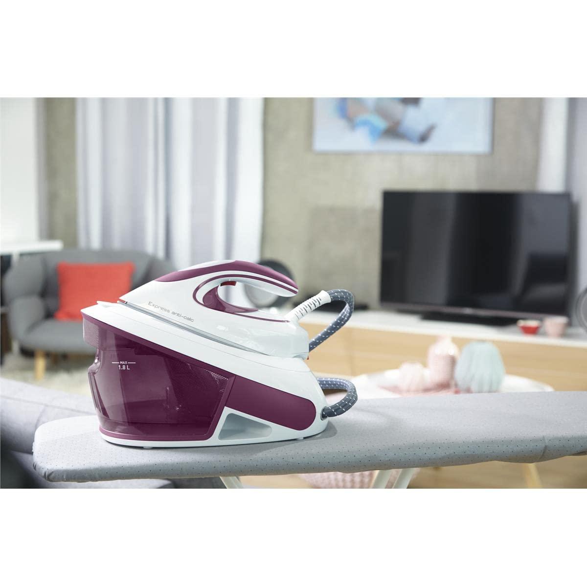 Tefal Express Anti-Kalk aurutriikimissüsteem, 2800 W, 6,5-barine surve, katlakivikollektsioon, optimaalne auru- ja temperatuurikombinatsioon, automaatne väljalülitus, 1,8 L veepaak, valge/lilla, SV8054 – pilt 7