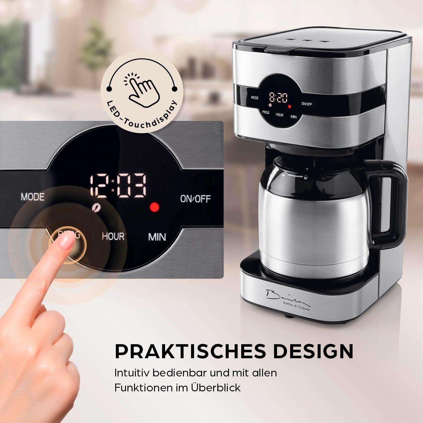 Barista filtrikohvimasin termokannuga | 24-tunnine taimer ja püsifilter | 8 tassi kohvi jaoks | Kohvimasin jahvatatud kohvile [roostevaba teras] – kasutusnäide