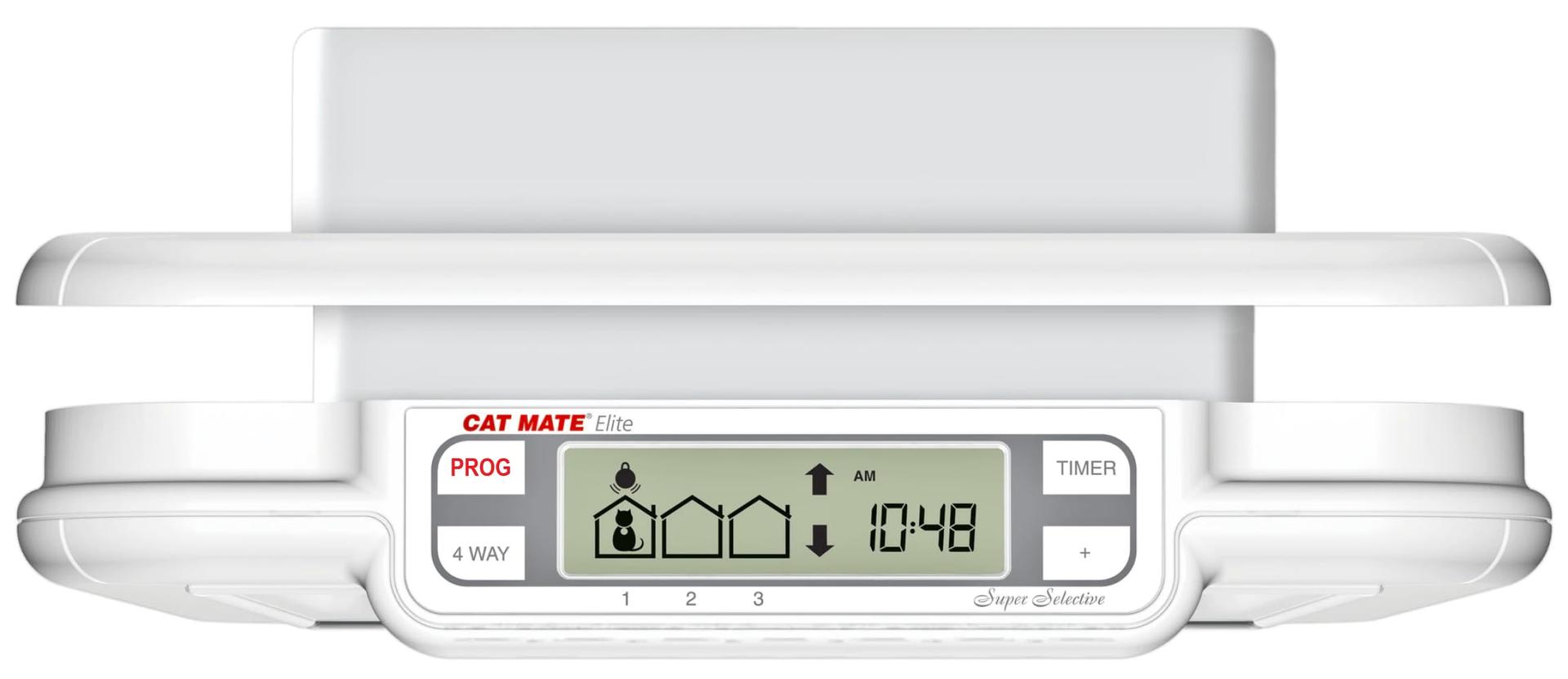 Cat Mate Elite mikrokiibiga kassiluuk, digitaalne taimer ja LCD-ekraan, lihtne paigaldada plastik-, klaas- ja puidust ustele, valge – detailne vaade