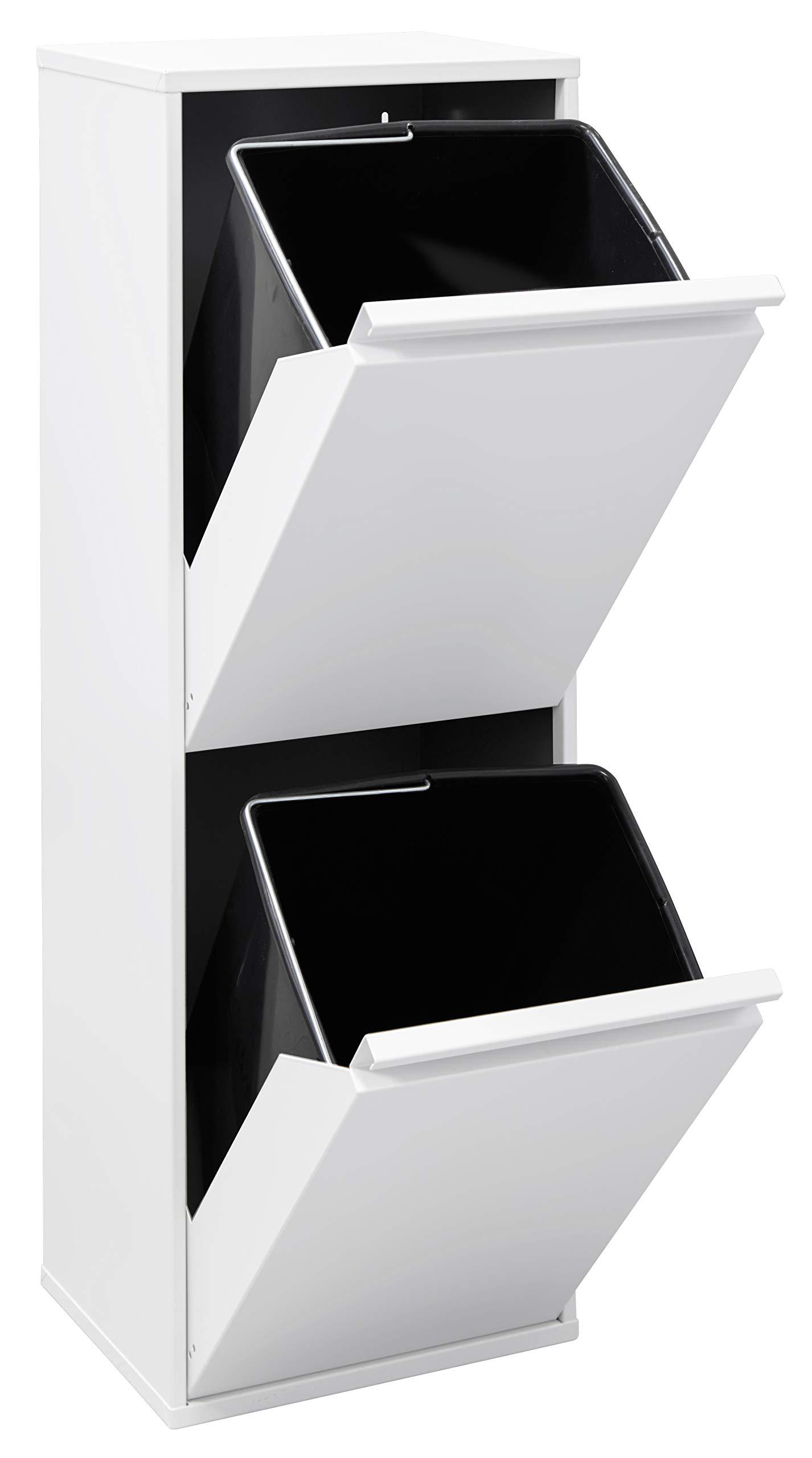 ARREGUI Basic CR201-B terasest prügisorteerimissüsteem | 2-osaline prügikast kööki | 2-sahtline jäätmekonteiner | 2x17L (34L) | Eemaldatavad sisekonteinerid sangadega | Prügisorteerimiskapp | valge – detailne vaade