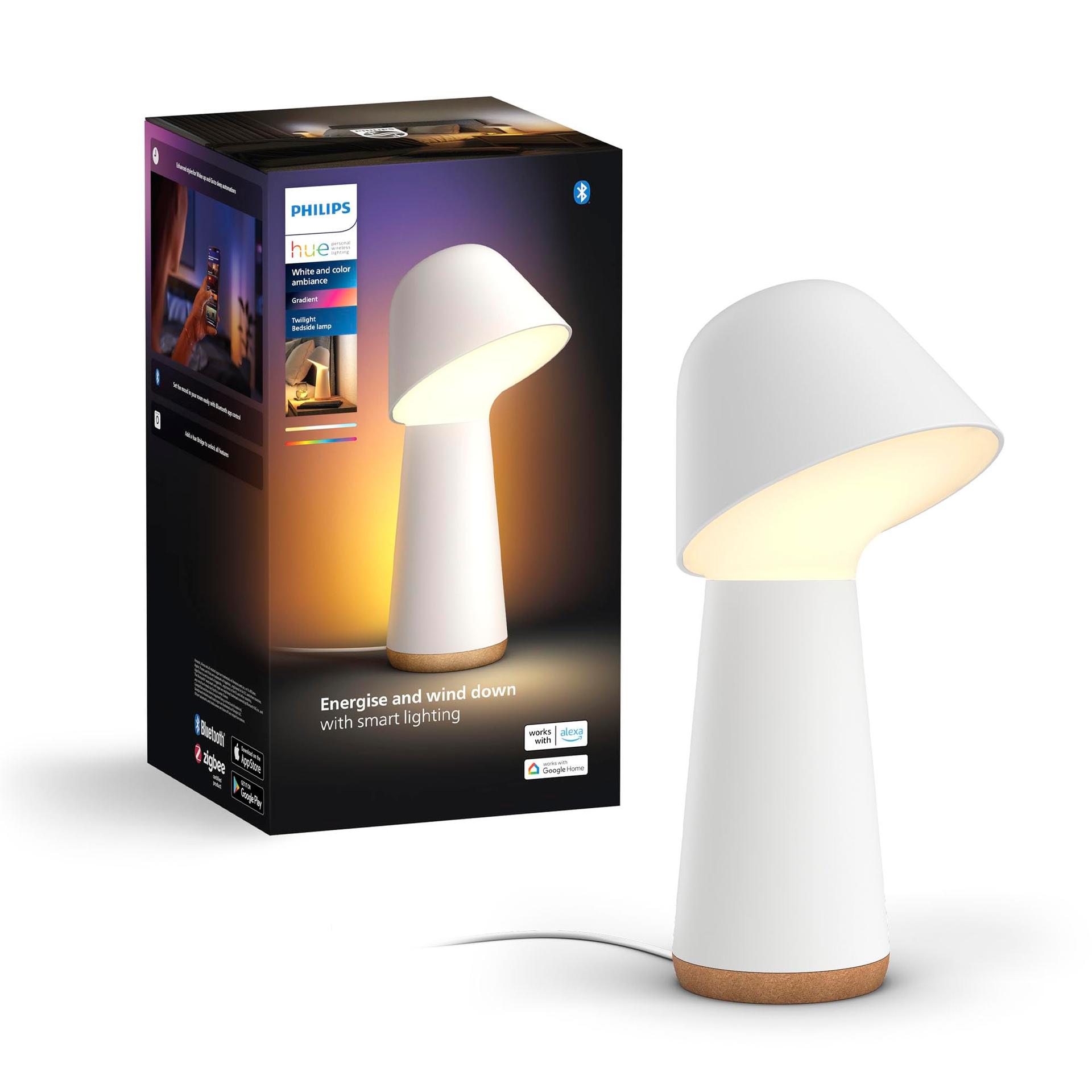 Philips Hue Twilight nutikas une- ja äratuslaualamp, valge ja värviline valgus, Bluetooth ühilduv, häältuvastus Alexa, Apple Home & Google Assistantiga, valge