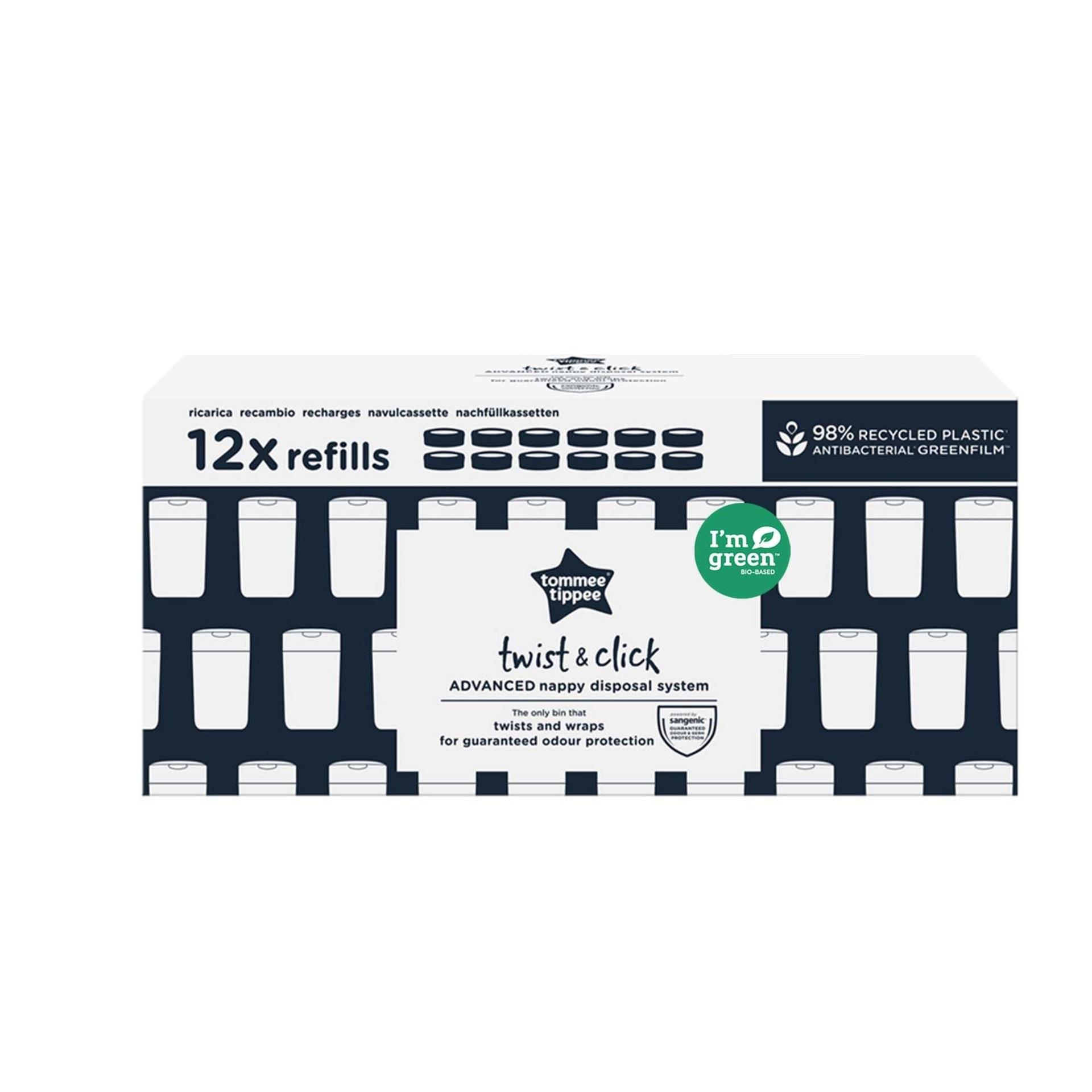 Tommee Tippee täitekassetid Twist & Click Advanced mähkmehügieenisüsteemi jaoks, antibakteriaalse GREENFILM-kilega, 12 tk komplekt – pilt 6