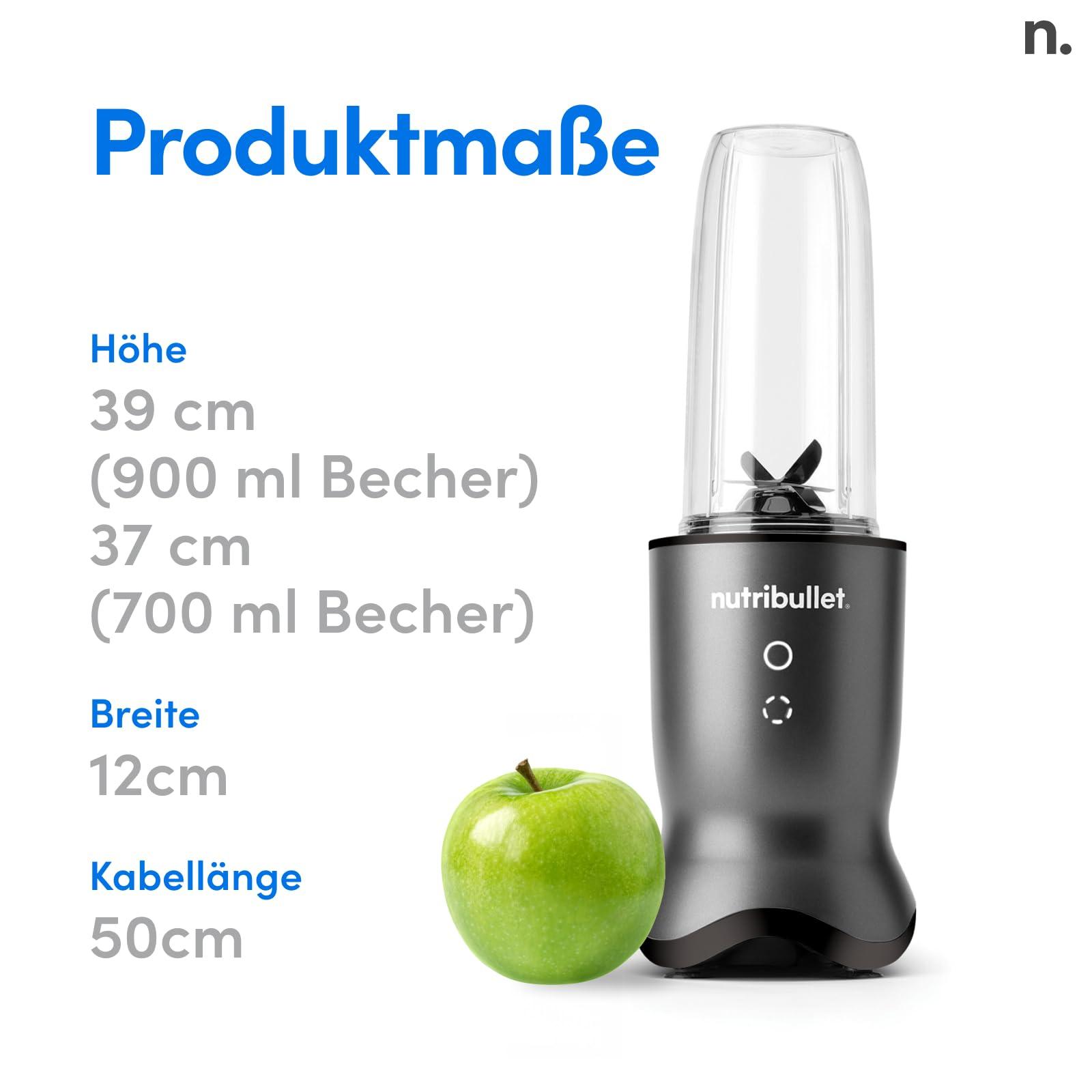 nutribullet isiklik blender, kõige võimsam ühe portsjoni mikser, 1000 W vaikse mootoriga, 900 ml Tritan Renew tass, valgustatud puutetundlikud nupud, tumehall – pilt 6