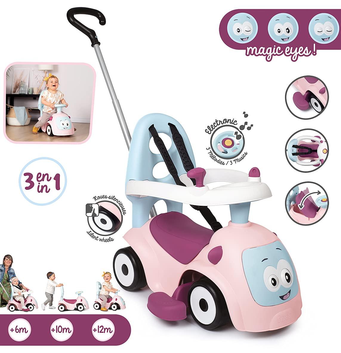 Smoby – Maestro Balade Rose – Mugav liikumisauto 3 kasutusfunktsiooniga: lükatav jalutuskäru, kõndimisabi ja tõukeauto, lastele alates 6. elukuust – detailne vaade