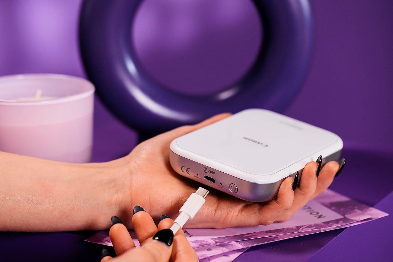 Canon Zoemini 2 Mini Fotoprinter – kompaktne kaasaskantav printer nutiseadmele (Bluetooth, sisseehitatud aku, ZINK fotopaber, liimuv fotopaber) pärlvalge [+ 10-leheline ZINK fotopaberikomplekt] – pilt 6