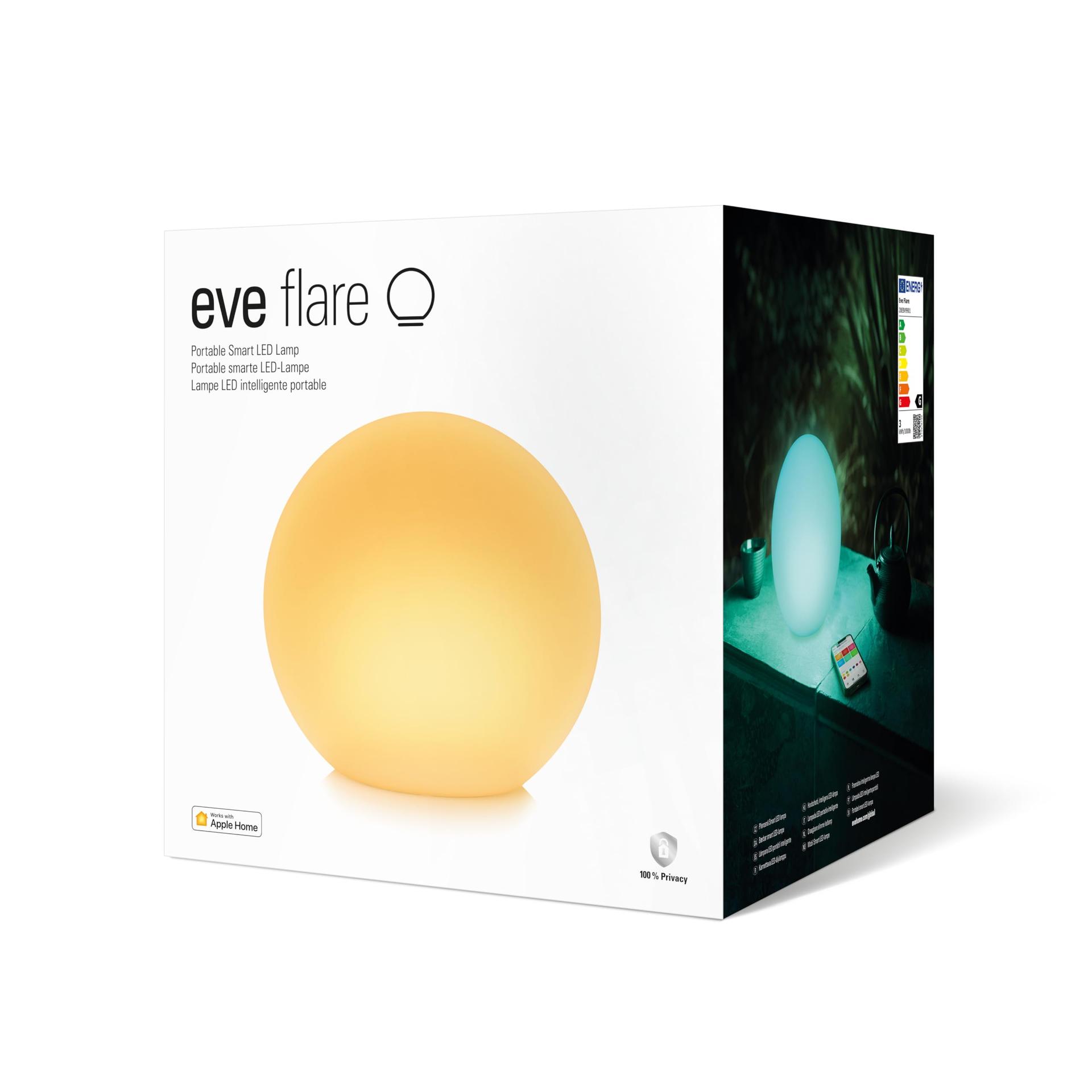 Eve Flare (Apple Home) – Kaasaskantav nutikas LED-valguskera, veekindel, valge ja värviline valgus, 90 lm, Ø 25 cm, hämardatav, sillata, Bluetooth & Thread, rakenduse juhtimine – pilt 7