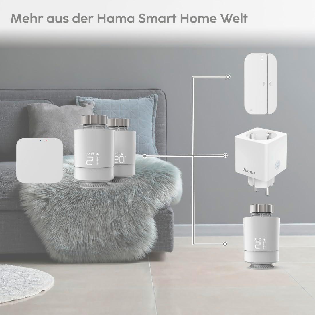 Hama nutikas radiaatoritermostaat, stardikomplekt 2 tk koos jaoturiga (WiFi küttesüsteemi juhtimine, nutikas kodu kütte regulaator, sobib kõigile ventiilidele, programmeeritav termostaat, kütte juhtimine mobiiliäpiga ja energiasääst) – pilt 7