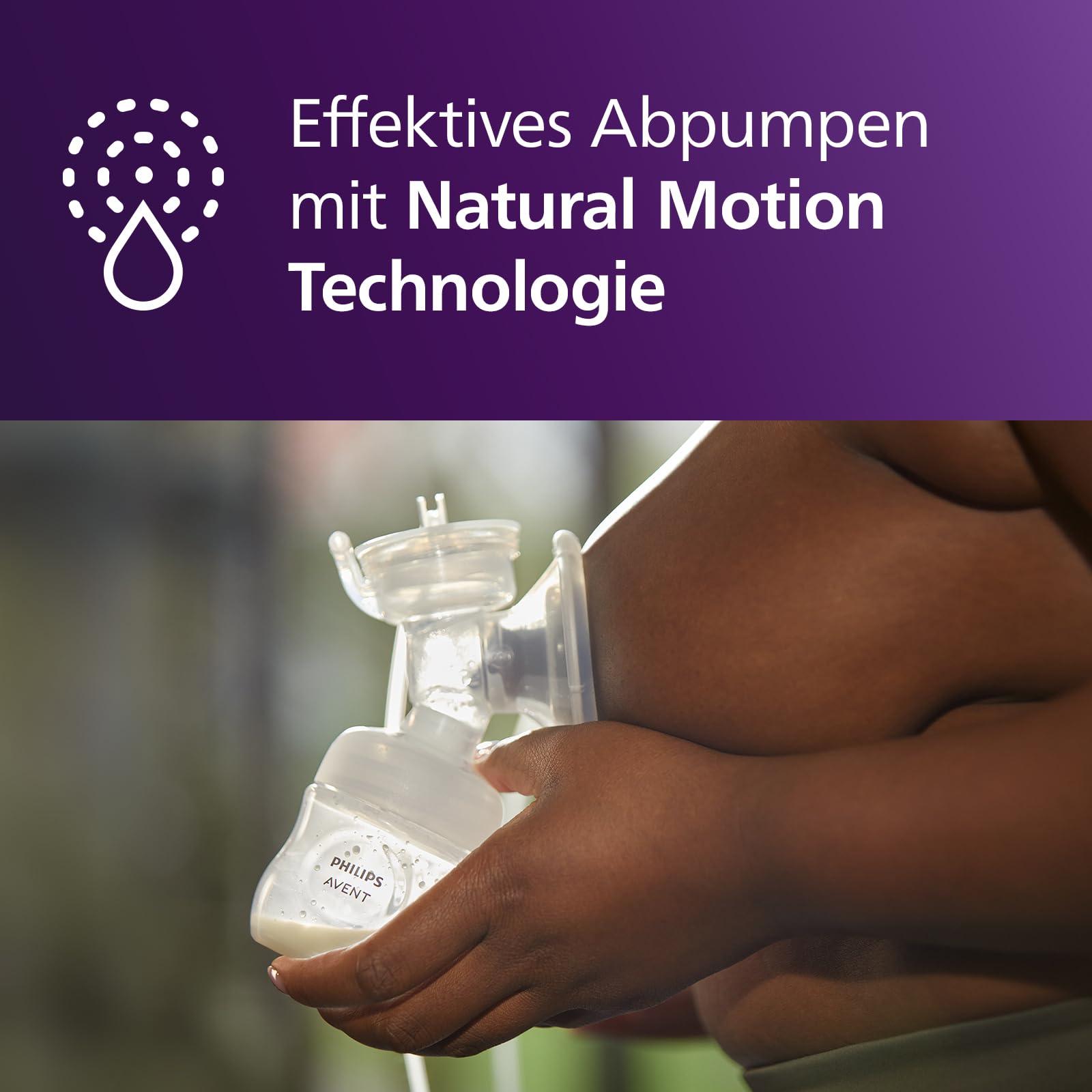 Philips Avent Elektriline Natural Motion rinnapump – komplekt piima pumpamiseks, säilitamiseks ja söötmiseks, sisaldab pudeleid, lutit ja topsi (mudel SCD340/31) – detailne vaade