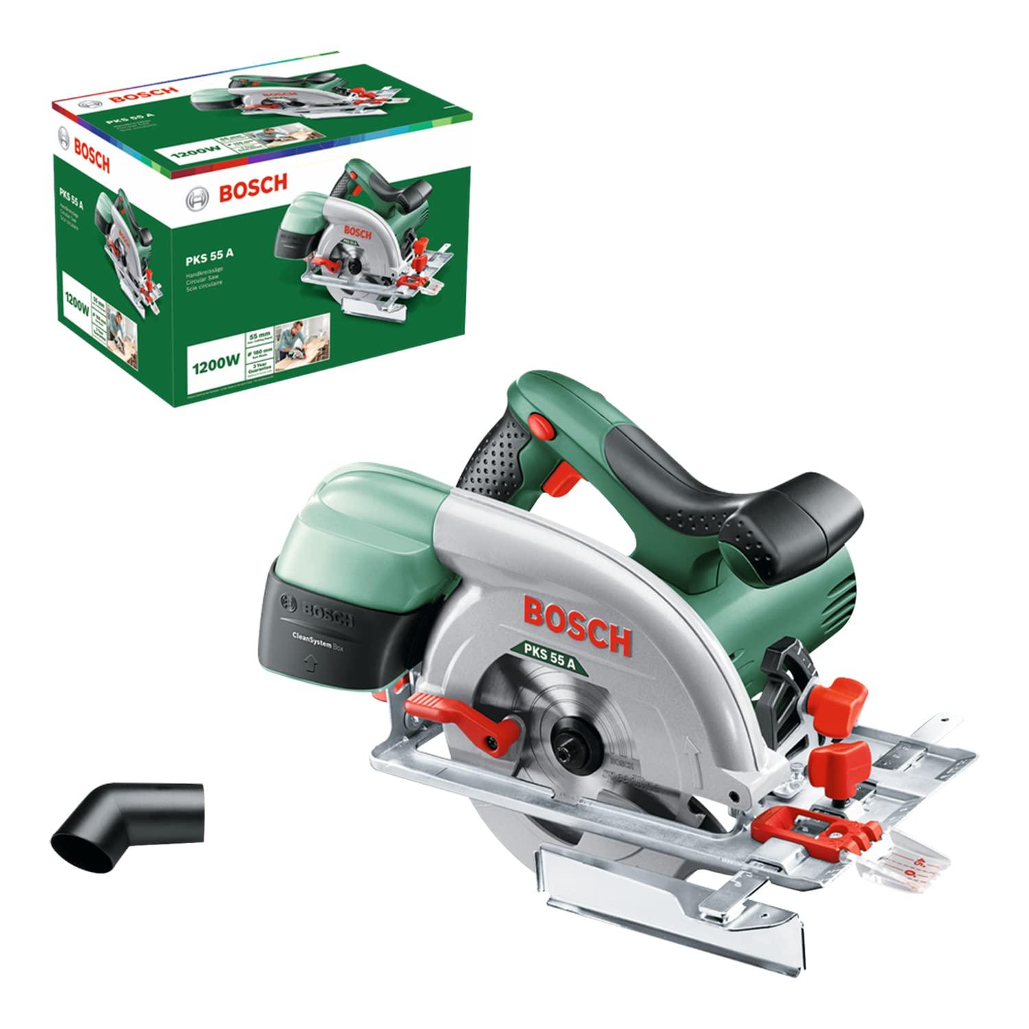 Bosch ketassaag PKS 55 A (täpne lõikamine puidus; 1200 W
