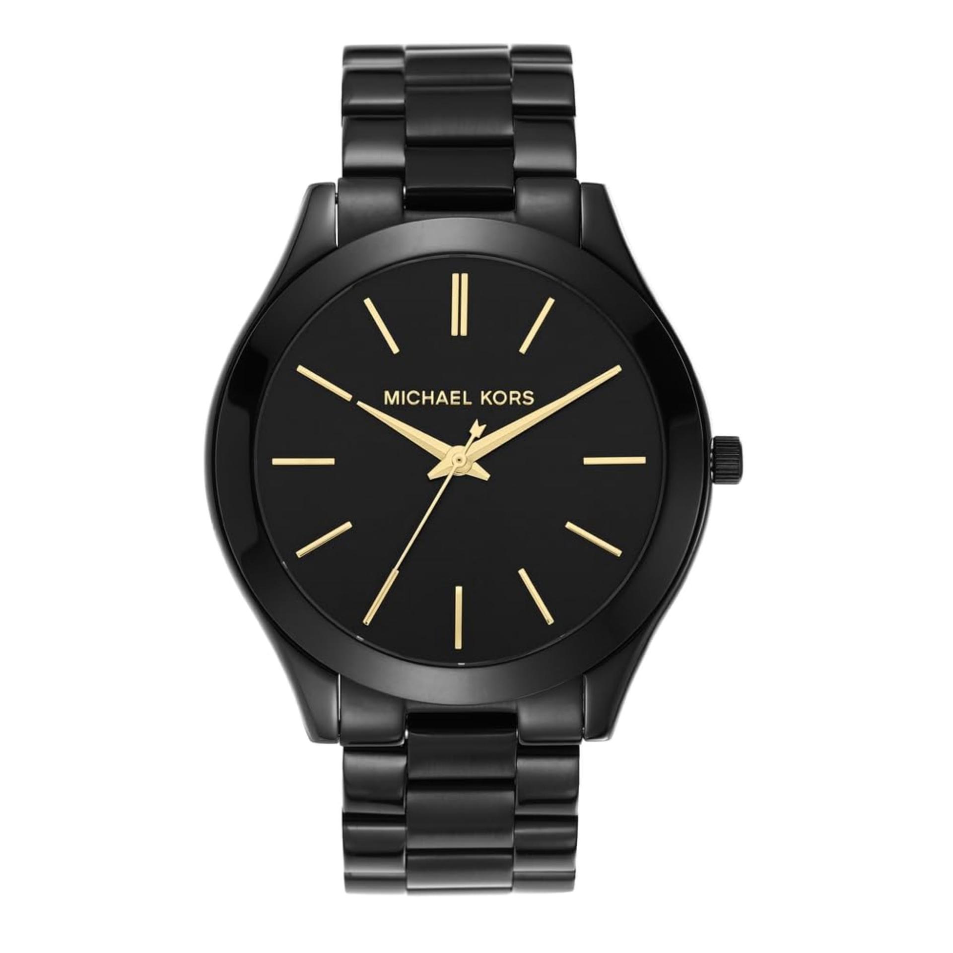 Michael Kors Runway naiste käekell, kvartsmehhanism roostevabast terasest, keraamilise või nahkrihmaga, must ja kuldne, 38MM